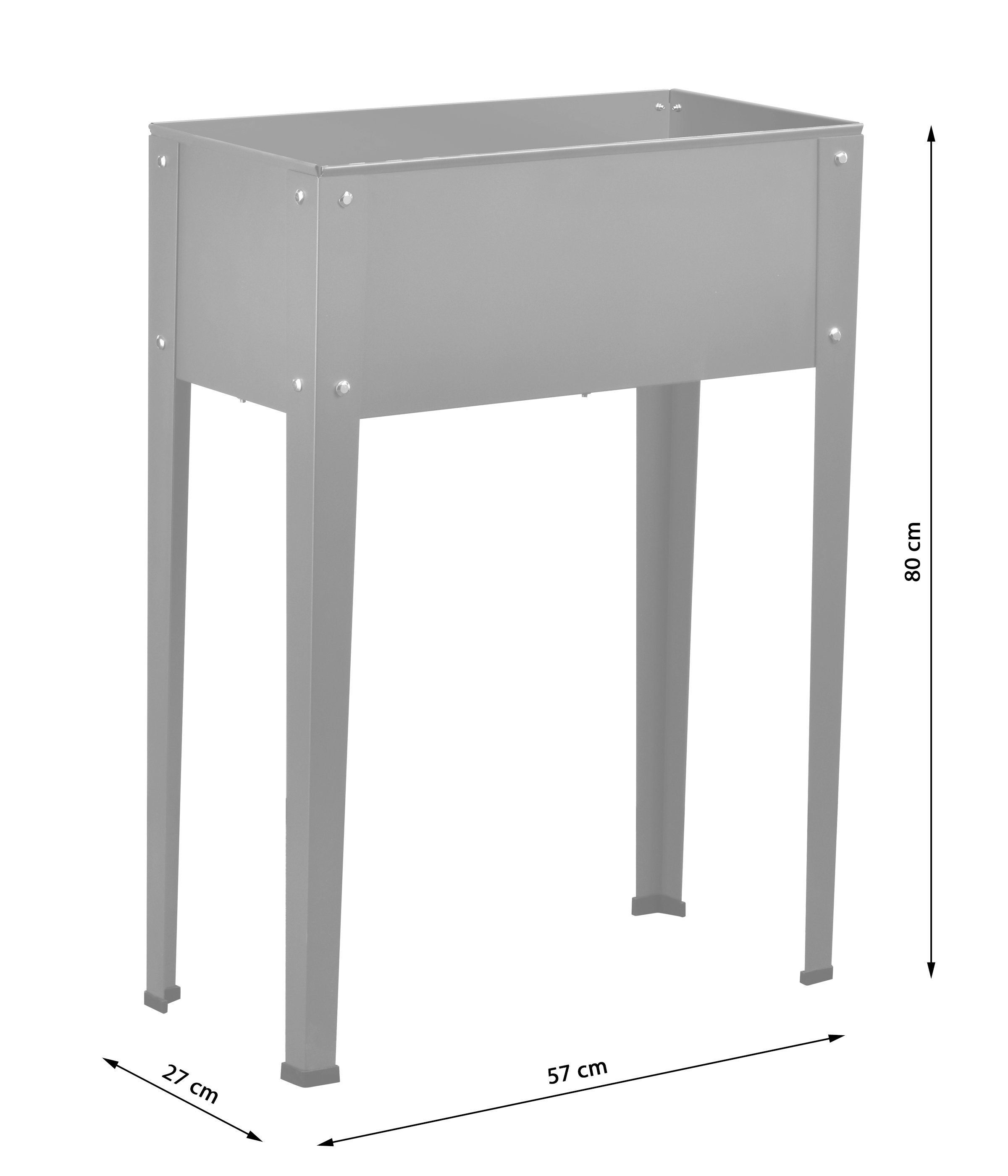 Dehner Hochbeet Balkonhochbeet Münster, 80 x 57 x 27 cm, Stahl, platzsparendes Hochbeet aus Metall, äußerst langlebig