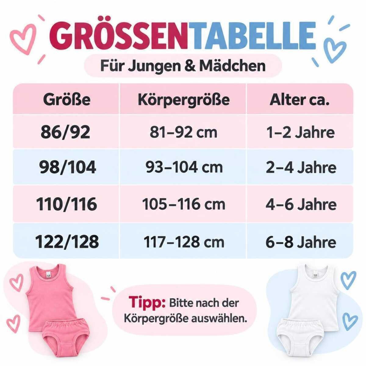 EloModa Unterhemd Kinder Unterwäsche-Set 4-teilig, 100 % Baumwolle, Unterhemd & Slip (4-St) 2 Kinder-Unterwäsche-Sets aus 100 % Baumwolle – Jungen/Mädchen – Bild 2 von 4