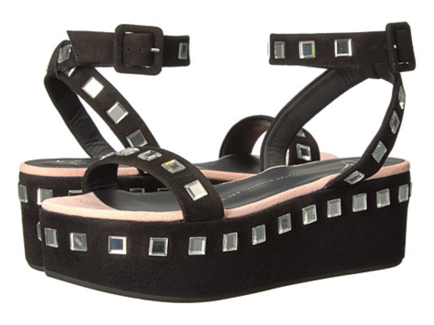 GIUSEPPE ZANOTTI DESIGN Sandalen Sandaletten Plateau schwarz Glitzer Designer Plateausandale