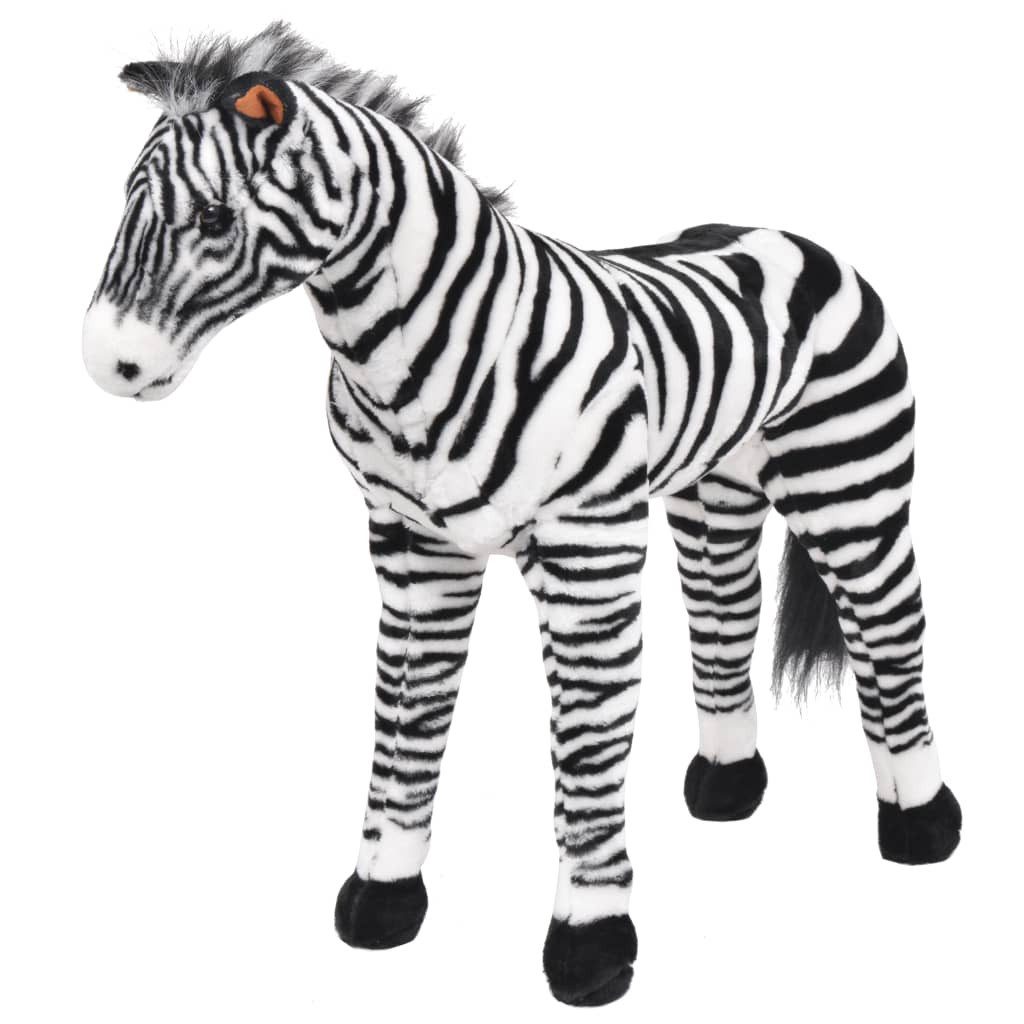vidaXL Kuscheltier Stofftier Kuscheltier Plüschtier Stehend Zebra Schwarz und Weiß XXL