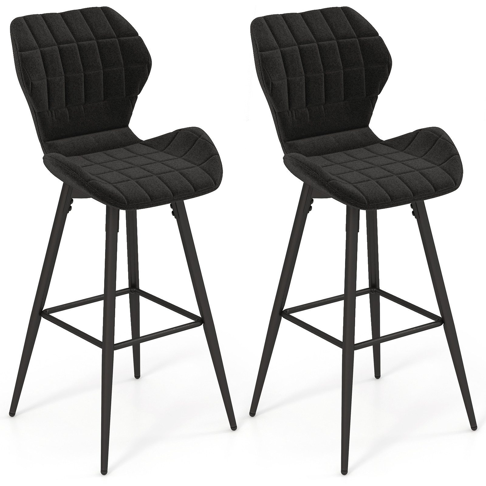 COSTWAY Высокие табуреты (2er Set), gepolsterte Esszimmerstühle mit Rückenlehne, Sitzhöhe 72cm