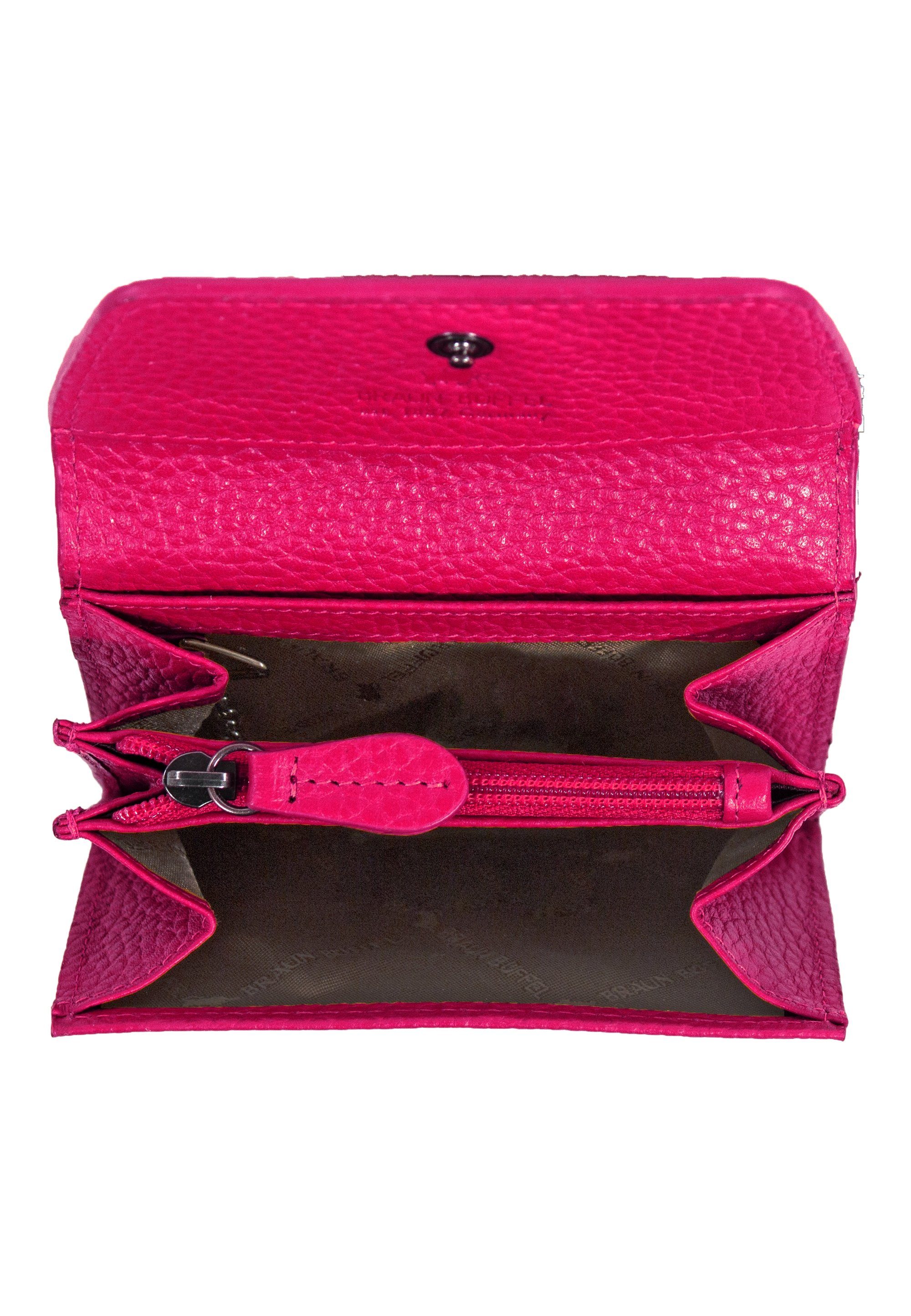 Schlüsselring pink Mini mit Braun LUISE Geldbörse, Mini Büffel Geldbörse