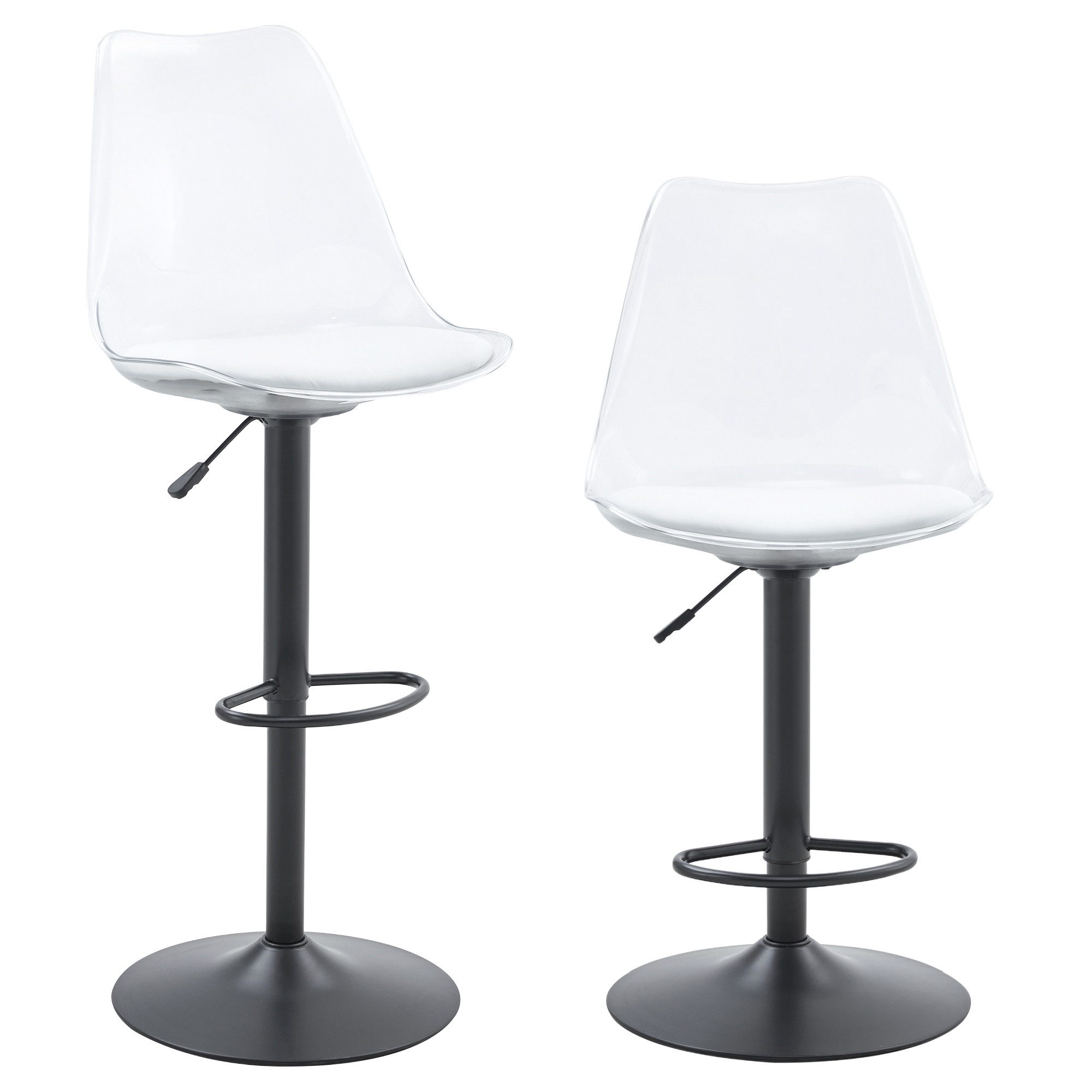 gopop Barhocker 2er Set höhenverstellbar 99-120cm, 360° drehbar, Esszimmerhocker (2 St), Thekenhocker Drehhocker Schalenhocker mit transparenter Rückenlehne