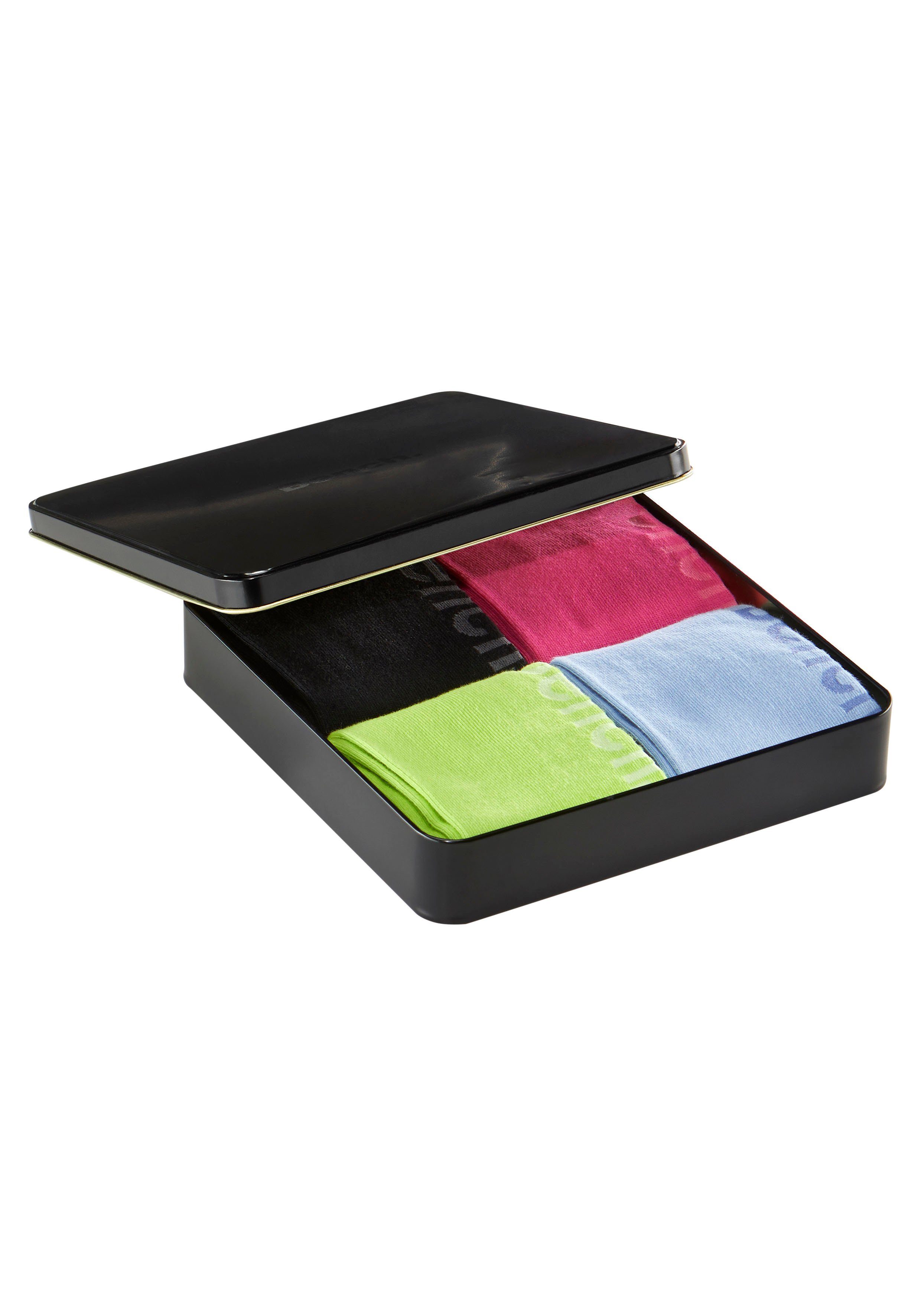 Bench. Basicsocken (Box, 4-Paar) mit schwarz, grün, Innenbündchen 1x 1x hellblau 1x farbigen 1x pink