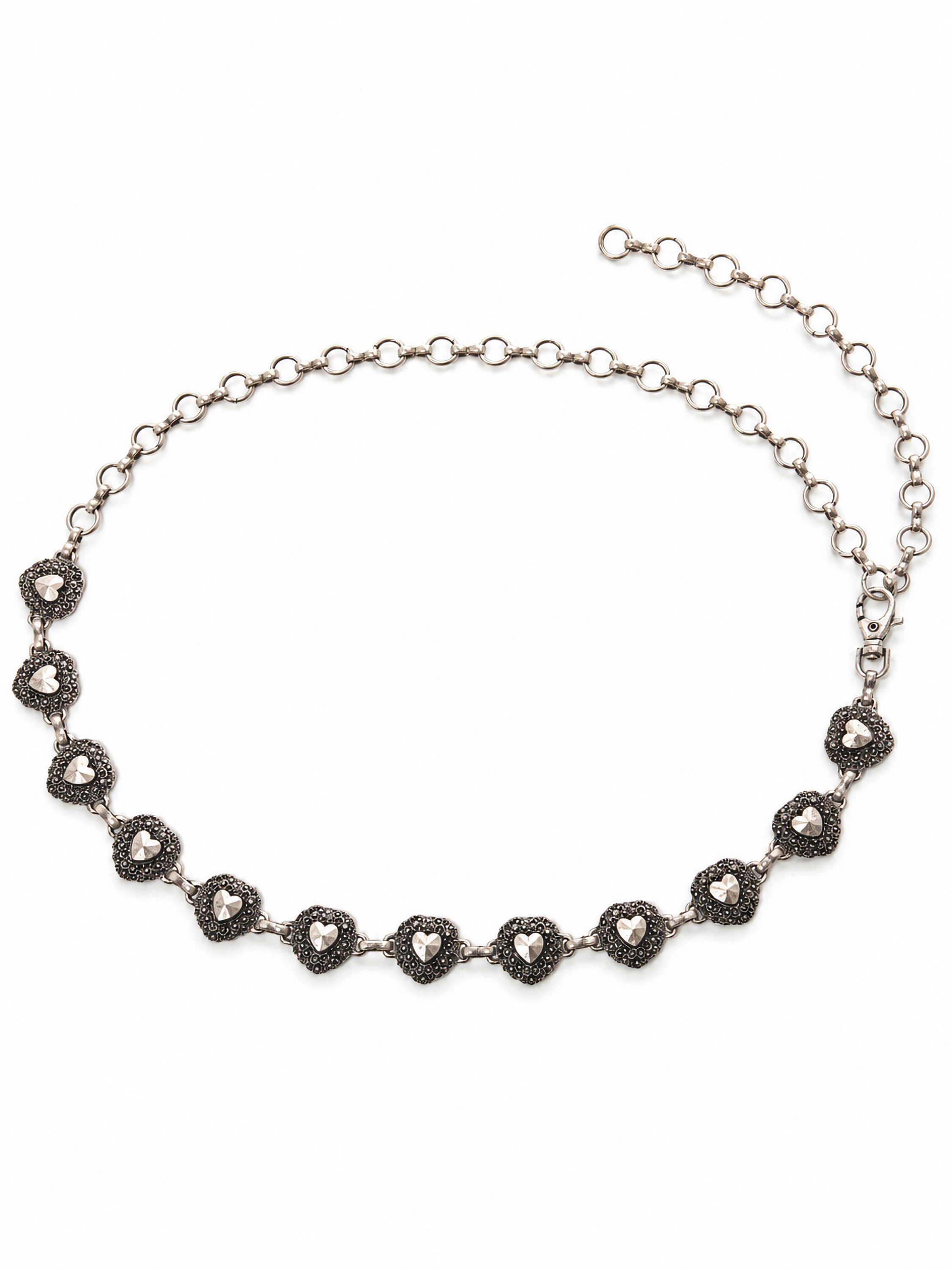 COLLEZIONE ALESSANDRO Kettengürtel Frieda mit Vintage Herzen in altsilber
