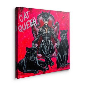 DOTCOMCANVAS® Leinwandbild Cat Queen, Leinwandbild Cat Queen Catwoman Puma schwarz pink Kunstdruck