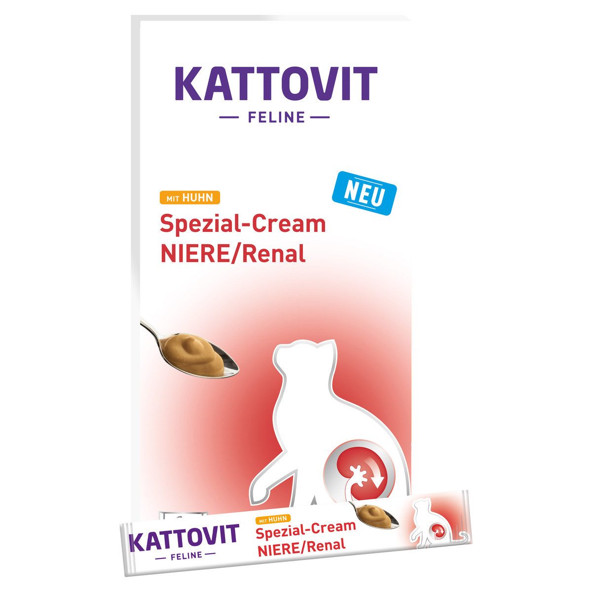 Kattovit Feline Diet Niere/Renal mit Huhn Spezial-Cream 6 x 15 g - 11 Stück, Snack für: Katze von Kattovit