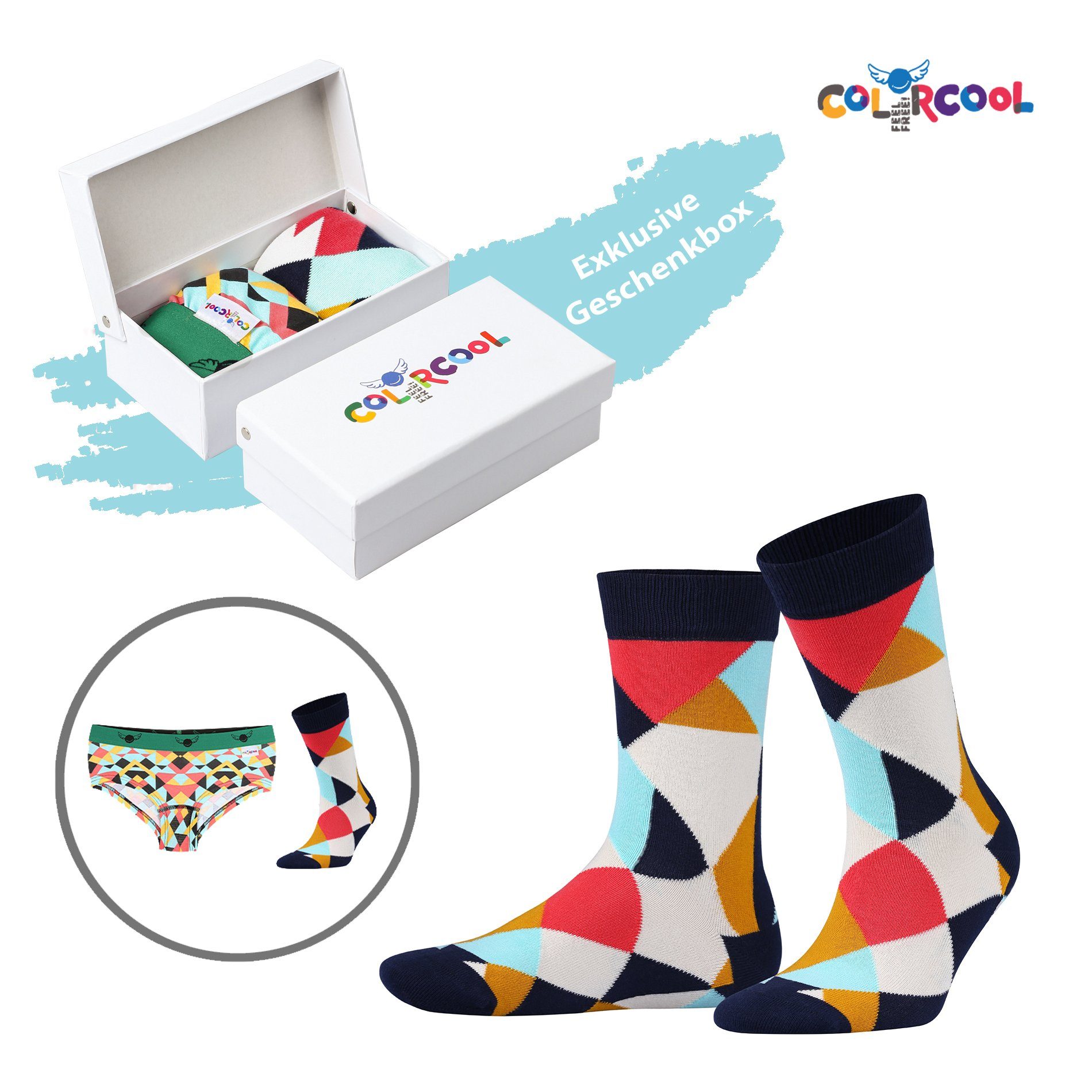 Colorcool Freizeitsocken Geometrische Retro-Motive Hipster und Socken