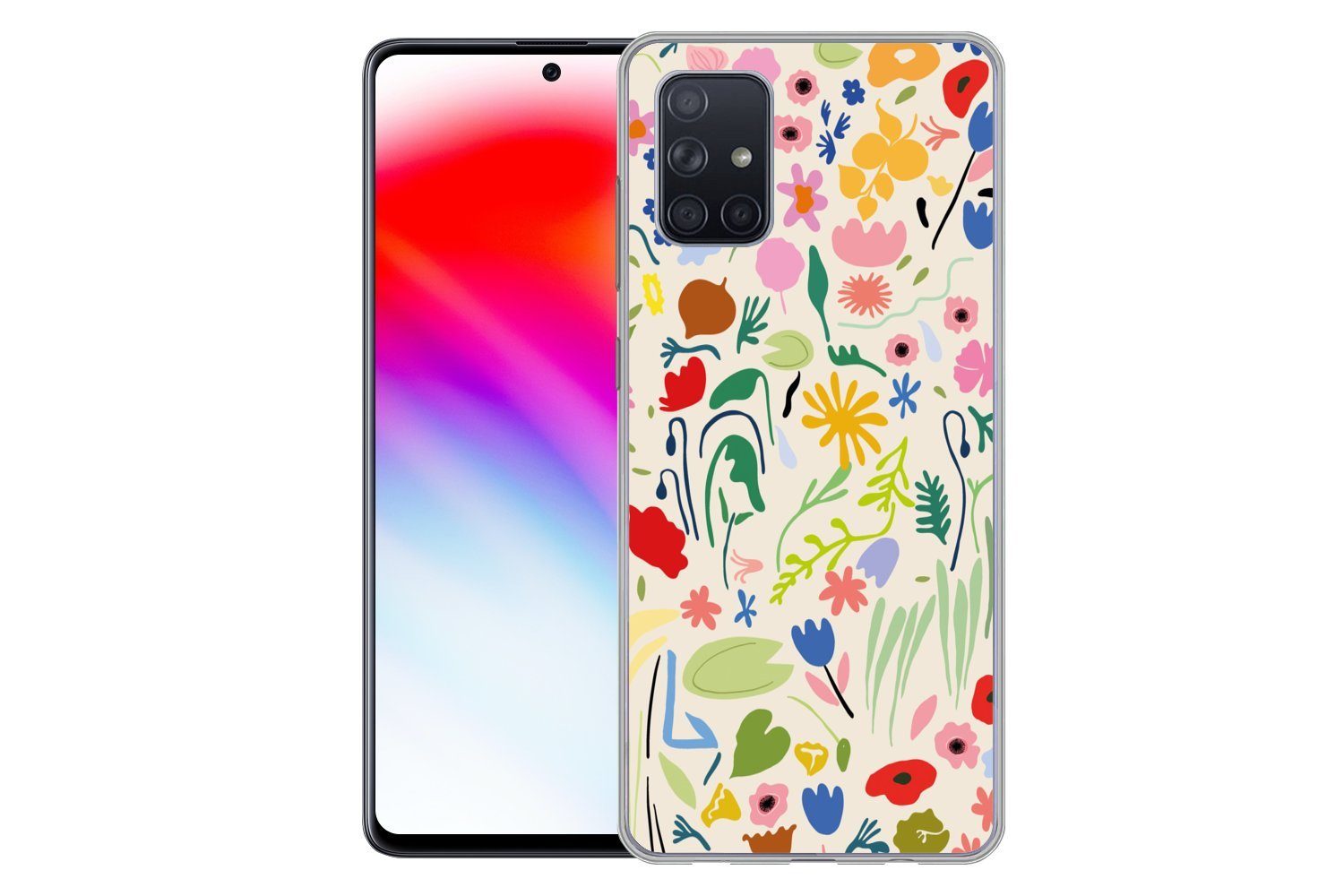 MuchoWow Handyhülle für Samsung Galaxy A51 Blumen - Muster - Pflanzen, Smartphone-Bumper, Print, Handy Schutzhülle Dünn