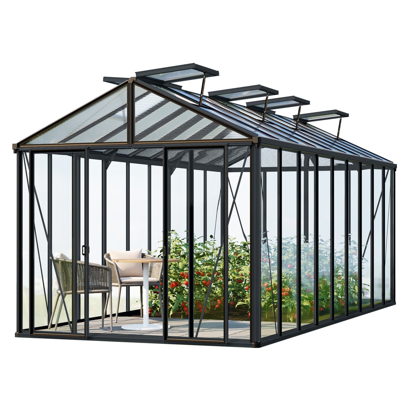 GFP Gewächshaus Hera 9, Klapptisch und 2 automatische Fensteröffner inklusive