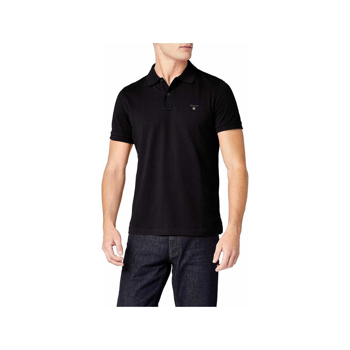 Gant Rundhalsshirt schwarz regular (1-tlg)