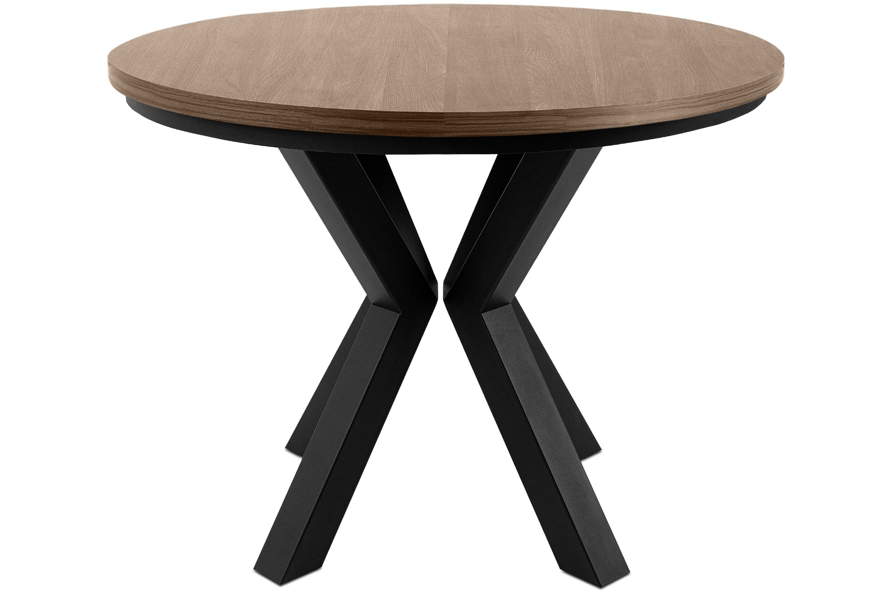 KONSIMO® Esstisch ROSTEL Ausziehbar Rund Tisch, hergestellt in der EU, Industrial-Stil, ausziehbar bis 140cm