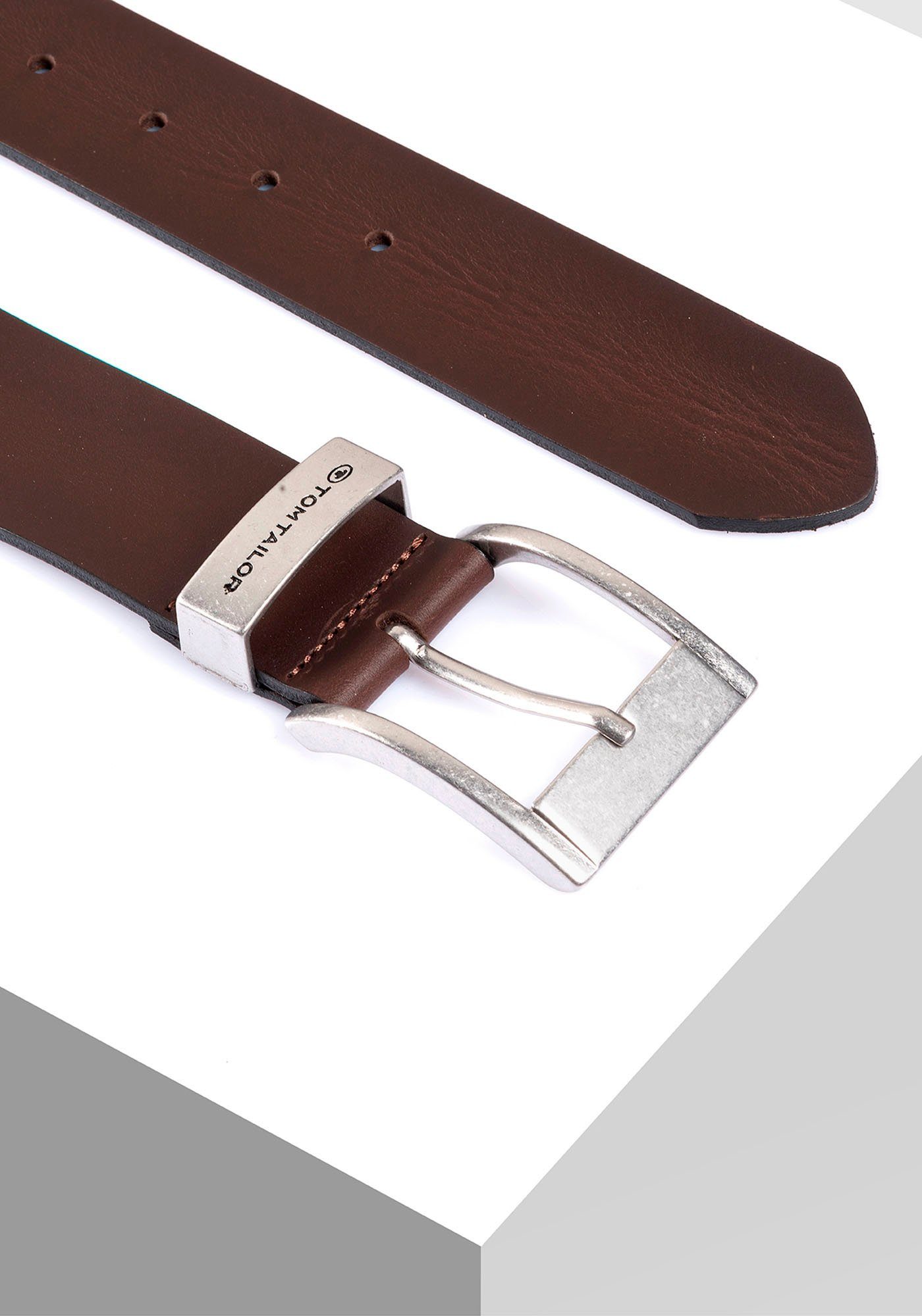 TOM TAILOR Ledergürtel TTTOM 4 cm breiter Herrengürtel, Casual und Jeans Look
