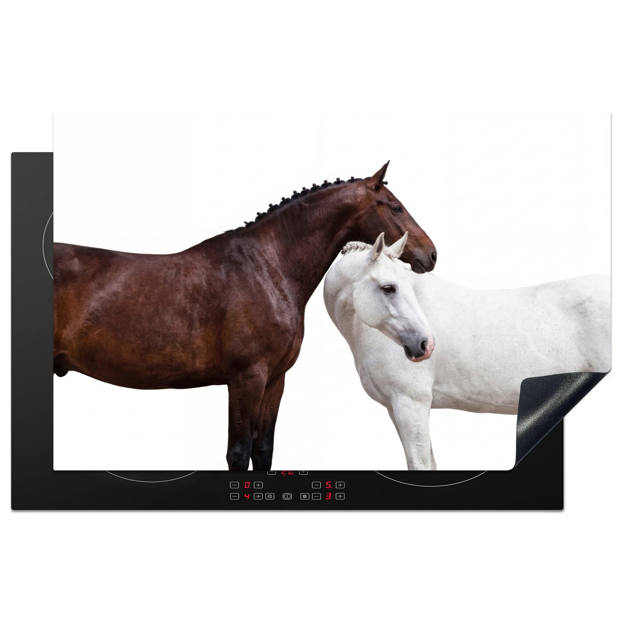 MuchoWow Herd-Abdeckplatte Pferd - Modern - Balance, Vinyl, (1 tlg), Küche Herdabdeckplatte Ceranfeld Vinyl Einteilig, 80x52 cm