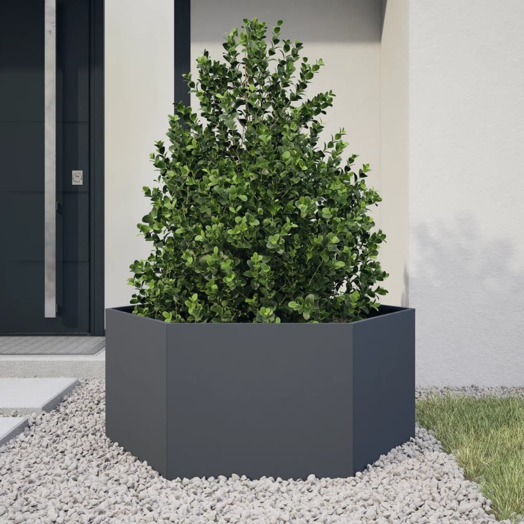 vidaXL Blumentopf Pflanzkübel Anthrazit Sechseckig 104x90x45 günstig online kaufen