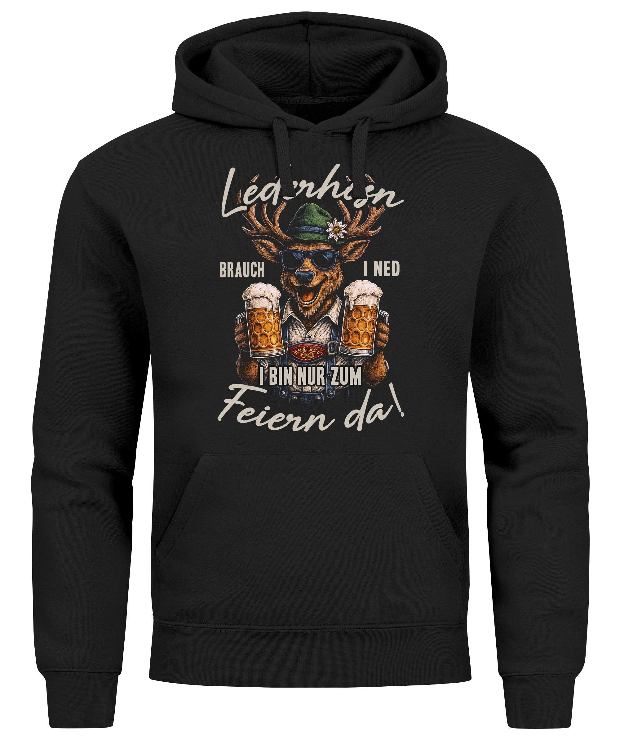 MoonWorks Hoodie Hoodie Herren für das Oktoberfest – Lederhosn brauch i ned i bin zum
