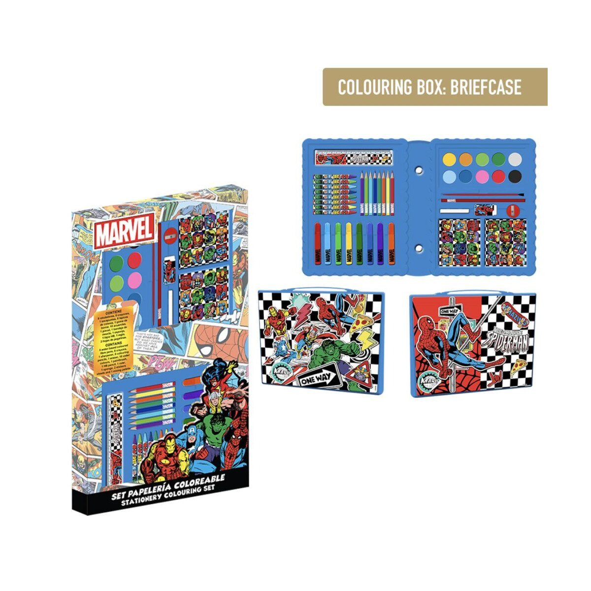 The AVENGERS Kreativset Avengers Schreibwarenset – One Way Set für Superhelden