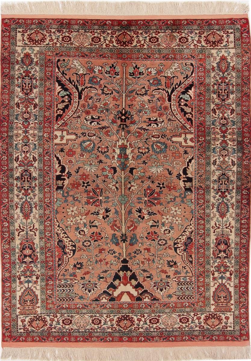Seidenteppich Turkaman Seidenkette 139x189 Handgeknüpfter Orientteppich, Nain Trading, rechteckig, Höhe: 6 mm