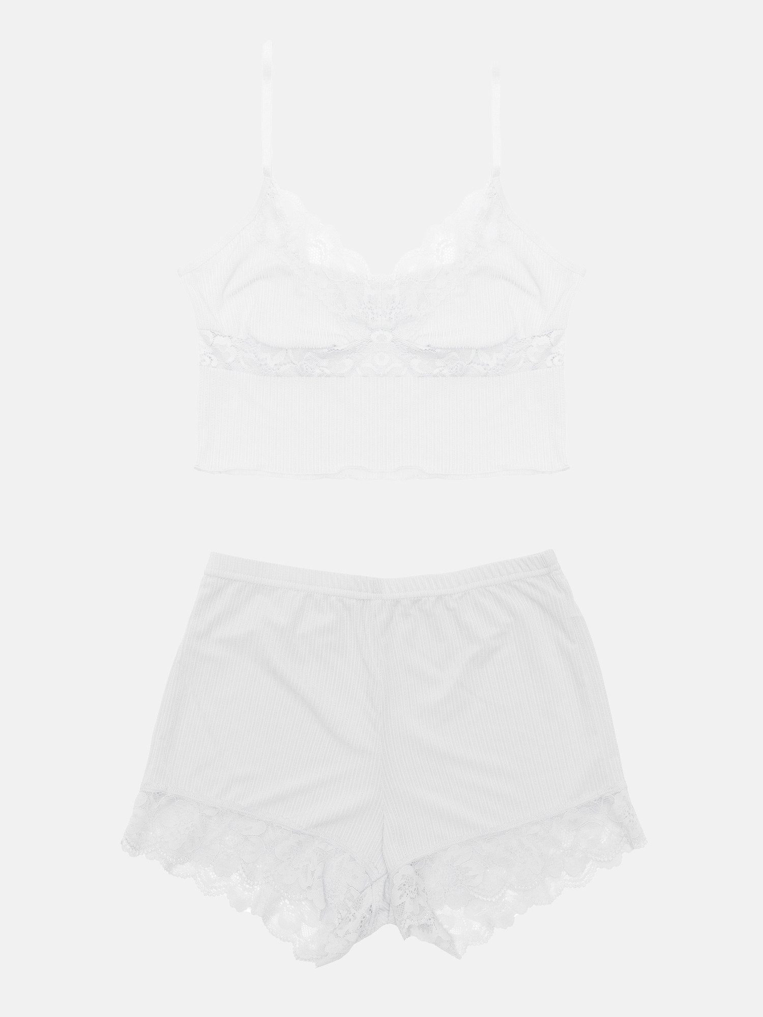 Tazzio Shorty Nachtwäsche-Set F921 (Set, 2 tlg., 1 Stück - Unterhemd & Panty) Ripp-Optik mit Spitze – Bild 5 von 5