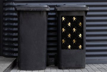 MuchoWow Wandsticker Muster - Einhorn - Gold (1 St), Mülleimer-aufkleber, Mülltonne, Sticker, Container, Abfalbehälter