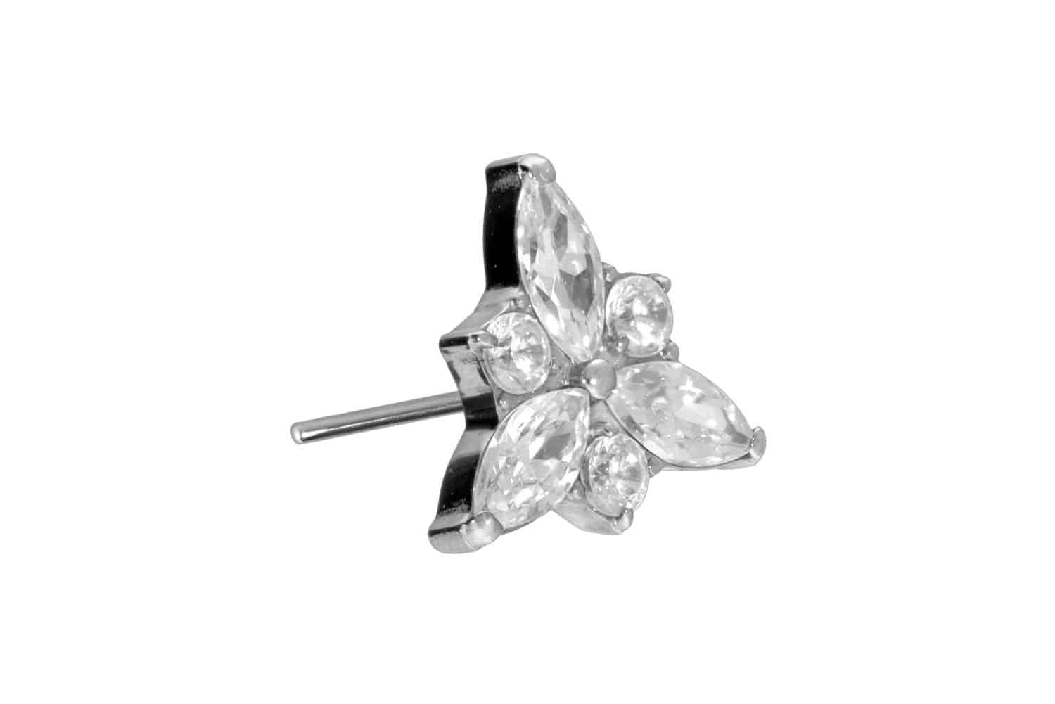 Piercing-Set Titan Aufsatz mit Push Pin KRISTALLBLÜTE