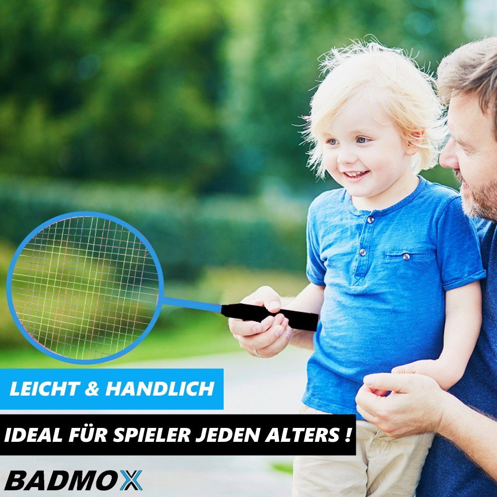 MAVURA Badmintonschläger BADMOX Badmintonset Badminton Outdoor Schläger, 2 Federball Federball 1 Set & Federballset Blau