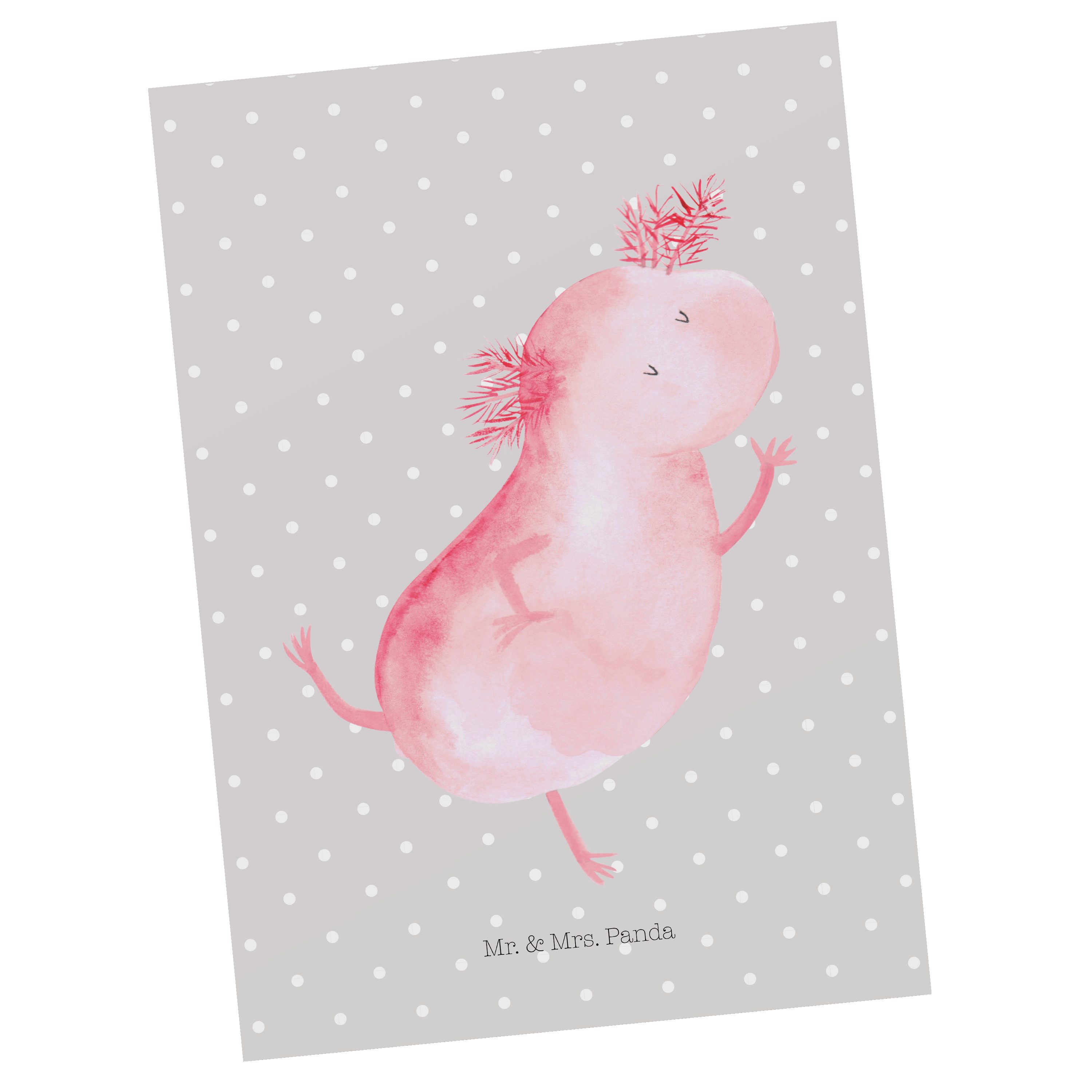 Mr. & Mrs. Panda Postkarte Axolotl tanzt - Grau Pastell - Geschenk, Einladung, Schwanzlurch, Tan