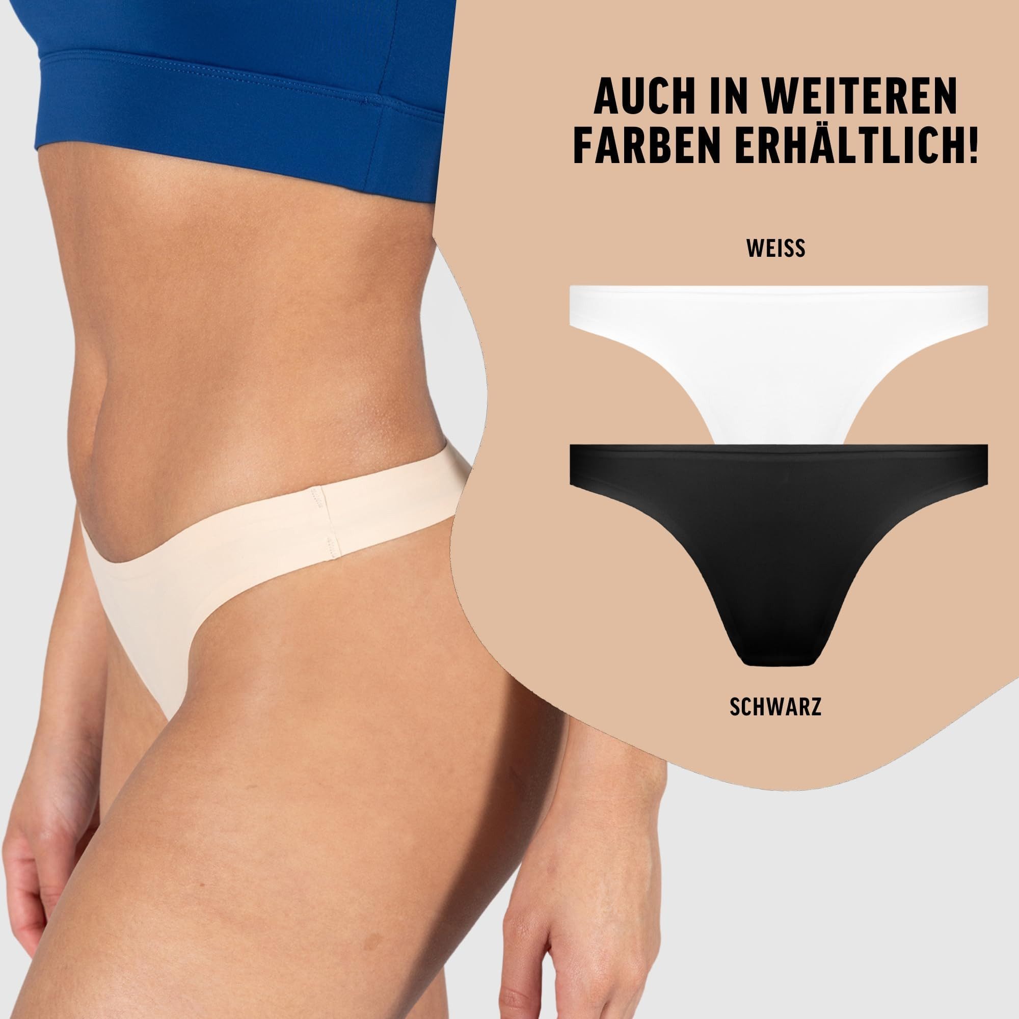 Smilodox String Felisha 3er Pack, String Tanga, Seamless Unterhose mit normalem Bund Nahtlose rutschfeste & blickdichte Unterwäsche, Eleganter Taillenslip