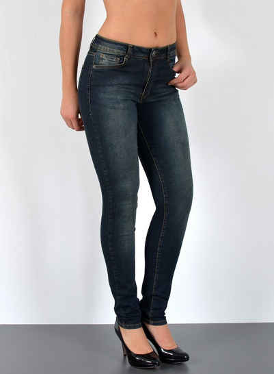 ESRA Skinny-fit-Jeans S100 Skinny Jeans Damen High Waist Damen Hose Stretch bis Große Größe
