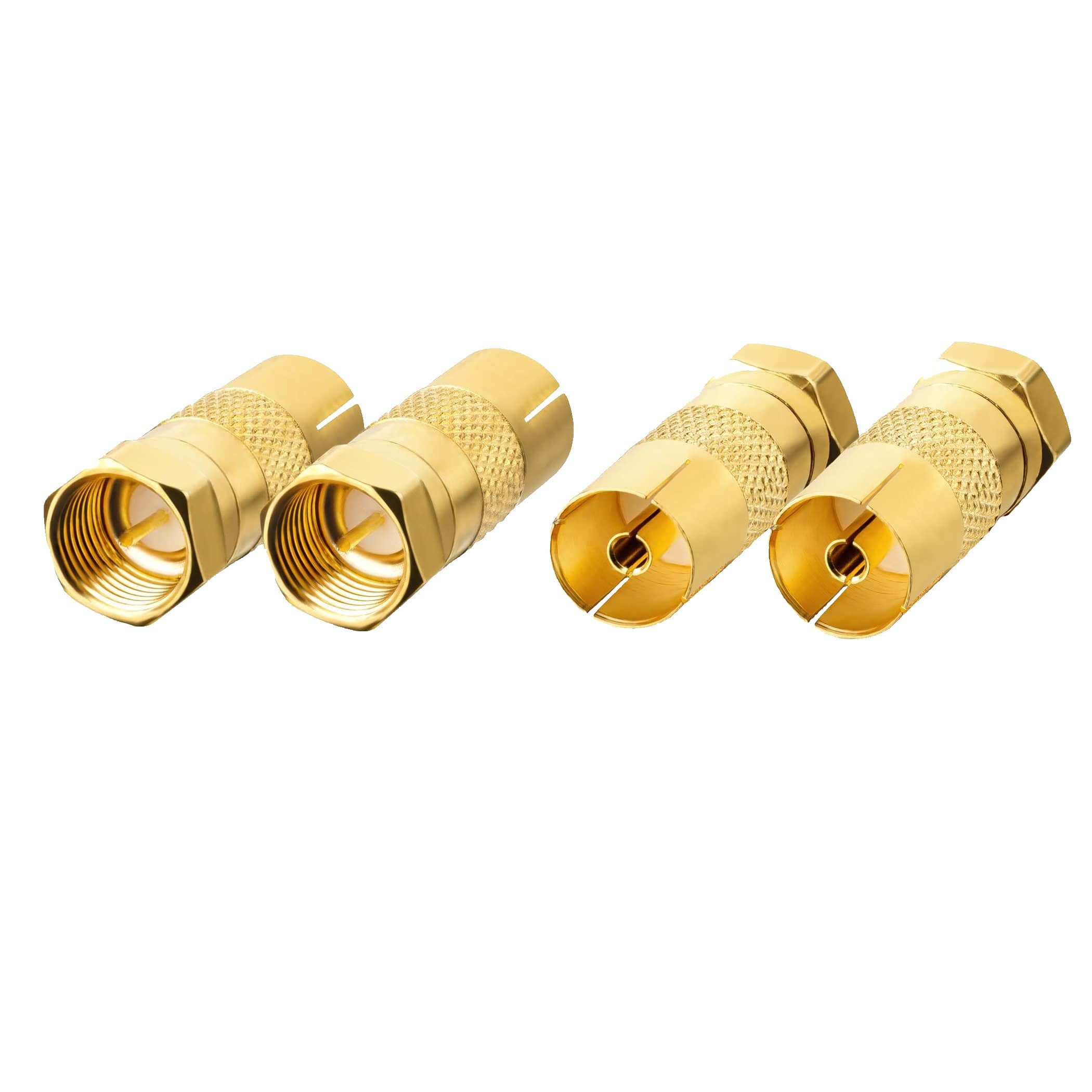 SEBSON SAT Antenne Adapter Set - 4x F-Stecker auf Koax Buchse (IEC) TV-Adapter