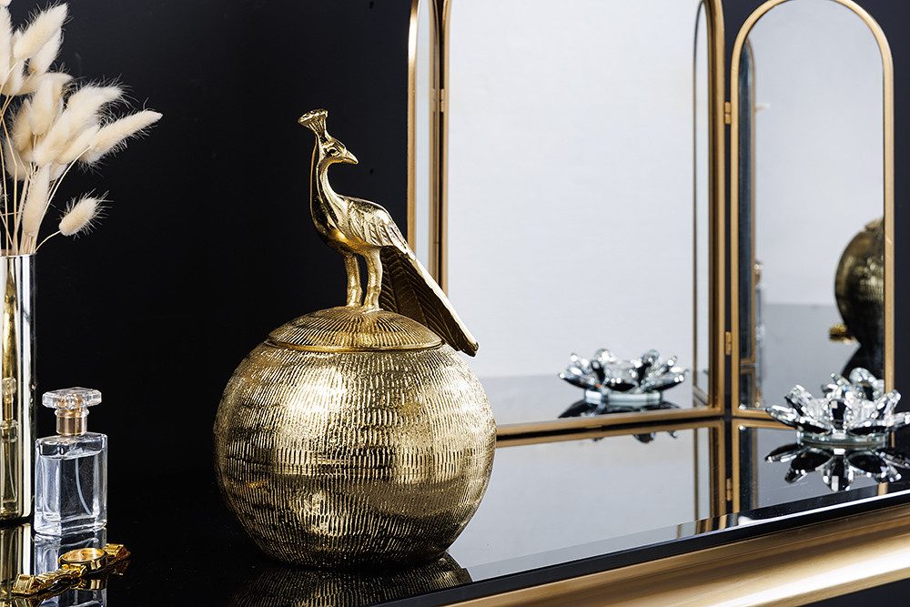riess-ambiente Aufbewahrungsdose WILDLIFE BIRD 30cm gold antik – Metall-Dek günstig online kaufen
