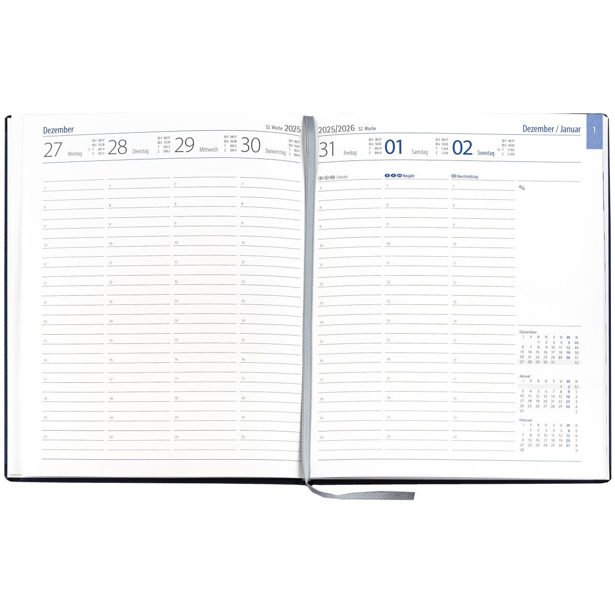 Thumbnail - GÜSS Kalender Buchkalender Buchkalender Manager-Timer 21x26cm 1 Woche/2 Seiten schwarz 2026.