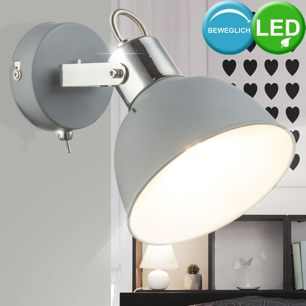 etc-shop LED Wandleuchte, Leuchtmittel inklusive, Warmweiß, Vintage Wand Leuchte verstellbar Wohn Zimmer Retro Spot Lampe grau im- | Wandleuchten