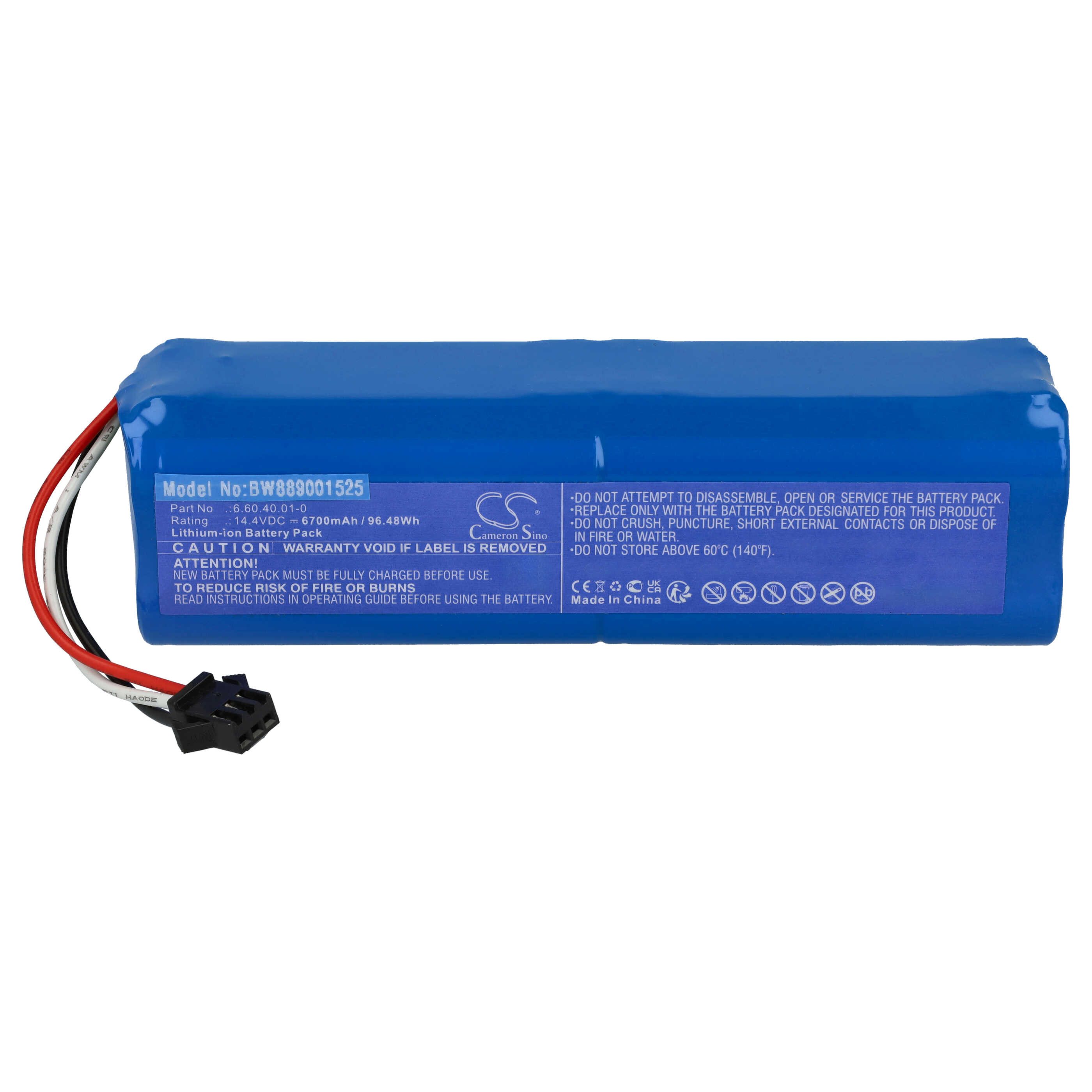 vhbw Akku passend für Lydsto S1, S1 Pro, R1 Pro, G2, R1 Saugroboter (6700 Staubsauger-Akku Akku Li-Ion 6700 mAh (14,4 V, 1 St), Leistungsfähiger Austausch-Akku für Ihren Saugroboter