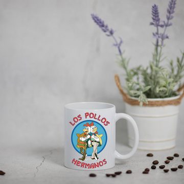 Youth Designz Tasse Los Pollos Hermanos Kaffeetasse Geschenk mit lustigem Fun Print Spruch, Keramik