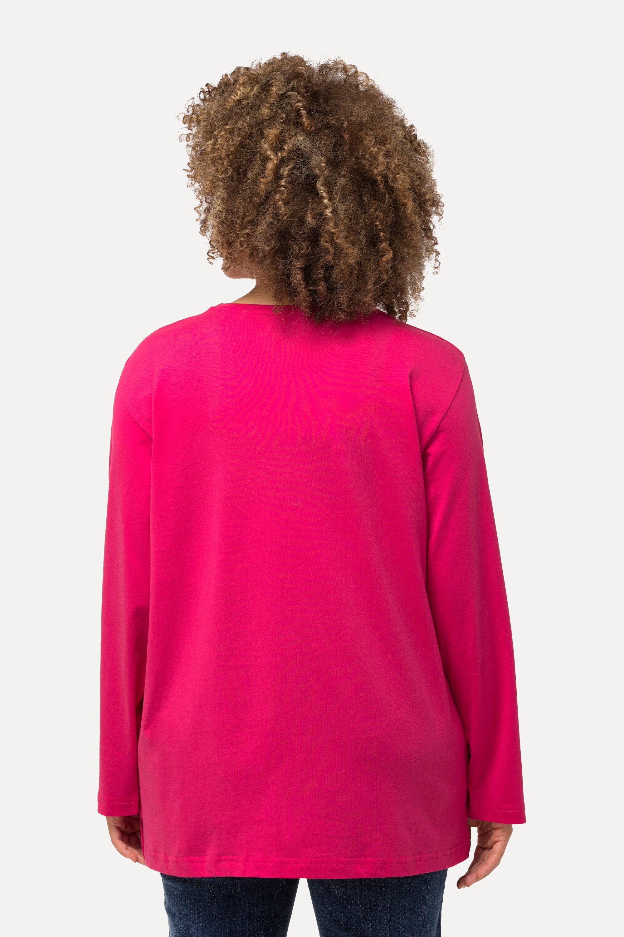 Ulla Popken T-Shirt Shirt V-Ausschnitt Relaxed Langarm