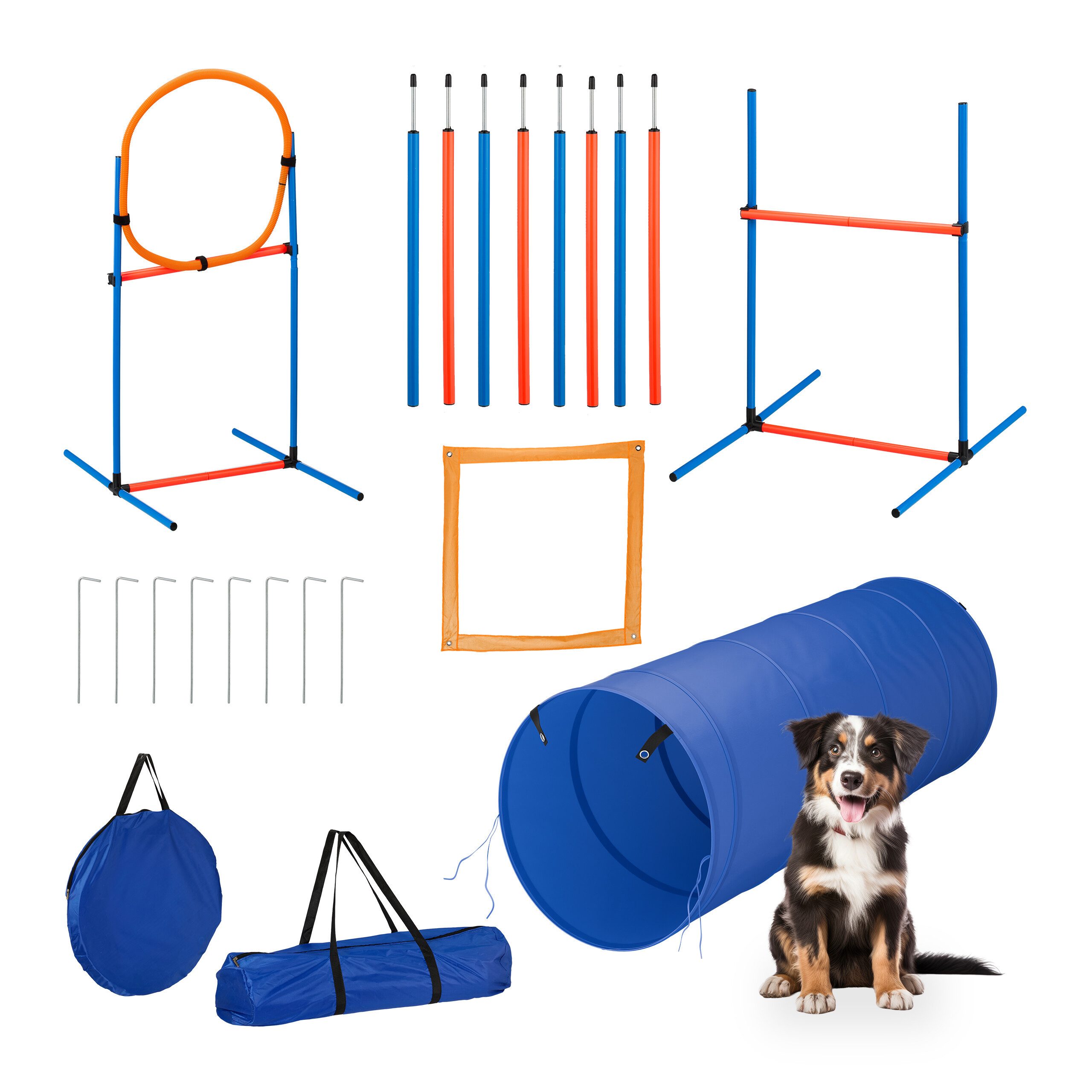 relaxdays Agility-Slalom Agility Set für Hunde, Kunststoff, (76-tlg)