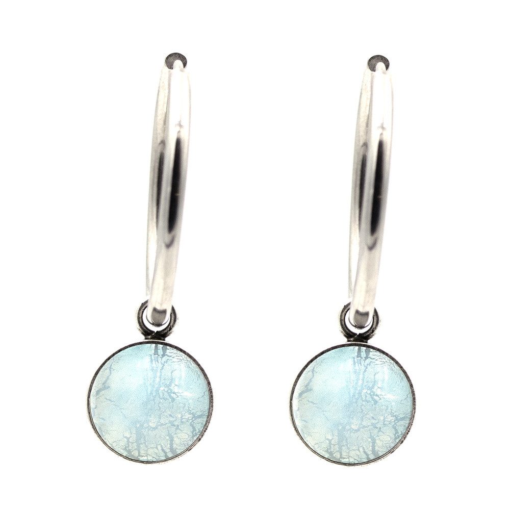 Sergio Engel Ohrring-Set Bohemia Ohrring 11 Edelstahlcreolen mit Glascabouchon-Anhänger (Set aus Creole und Anhänger, 4-tlg., Set)