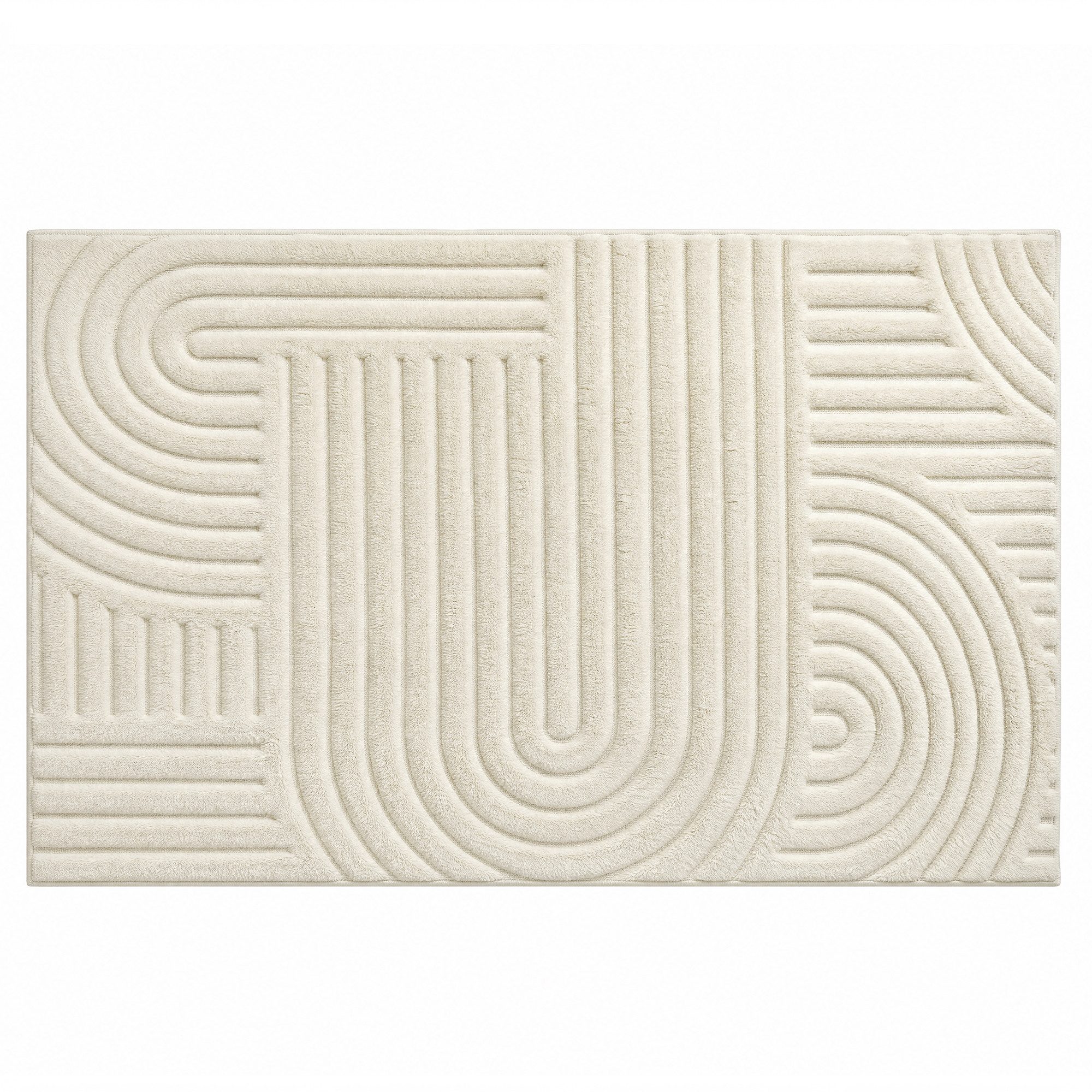 SONGMICS Teppich 3D Hoch-Tief-Flor, Geometrisches Muster, für Wohnzimmer Schlafzimmer, Maschinenwaschbar, Rutschfeste TPR-Rückseite, 150 x 80 x 1 cm