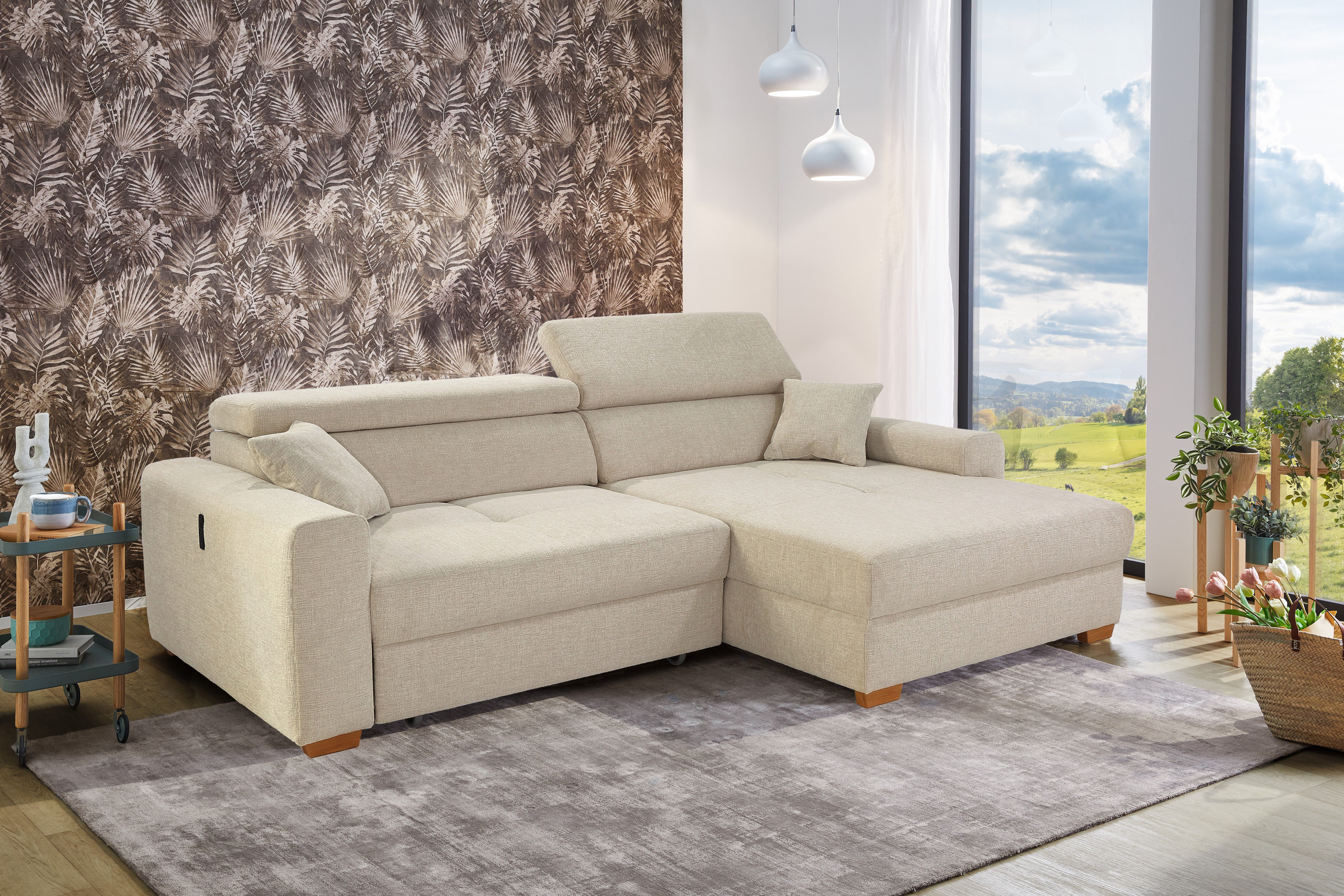 Jockenhöfer Gruppe Ecksofa Slider L-Form, B: 277 cm, mit 60 cm elektr. Sitztiefenverstellung, 140kg Belastbarkeit, USB-Anschluss, Kopfteilverstellung & Zierkissen