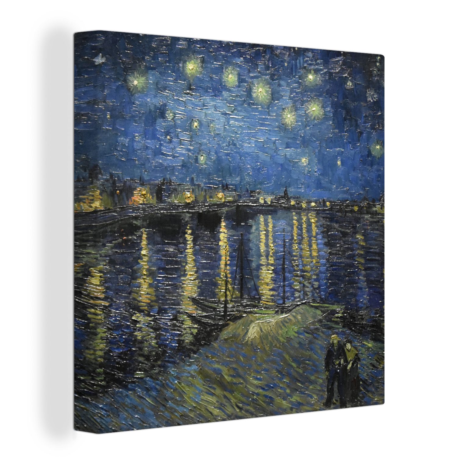 OneMillionCanvasses® Leinwandbild Sternennacht über dem Orsay Paris - Vincent Van Gogh, (1 St), Leinwand Bilder für Wohnzimmer Schlafzimmer bunt