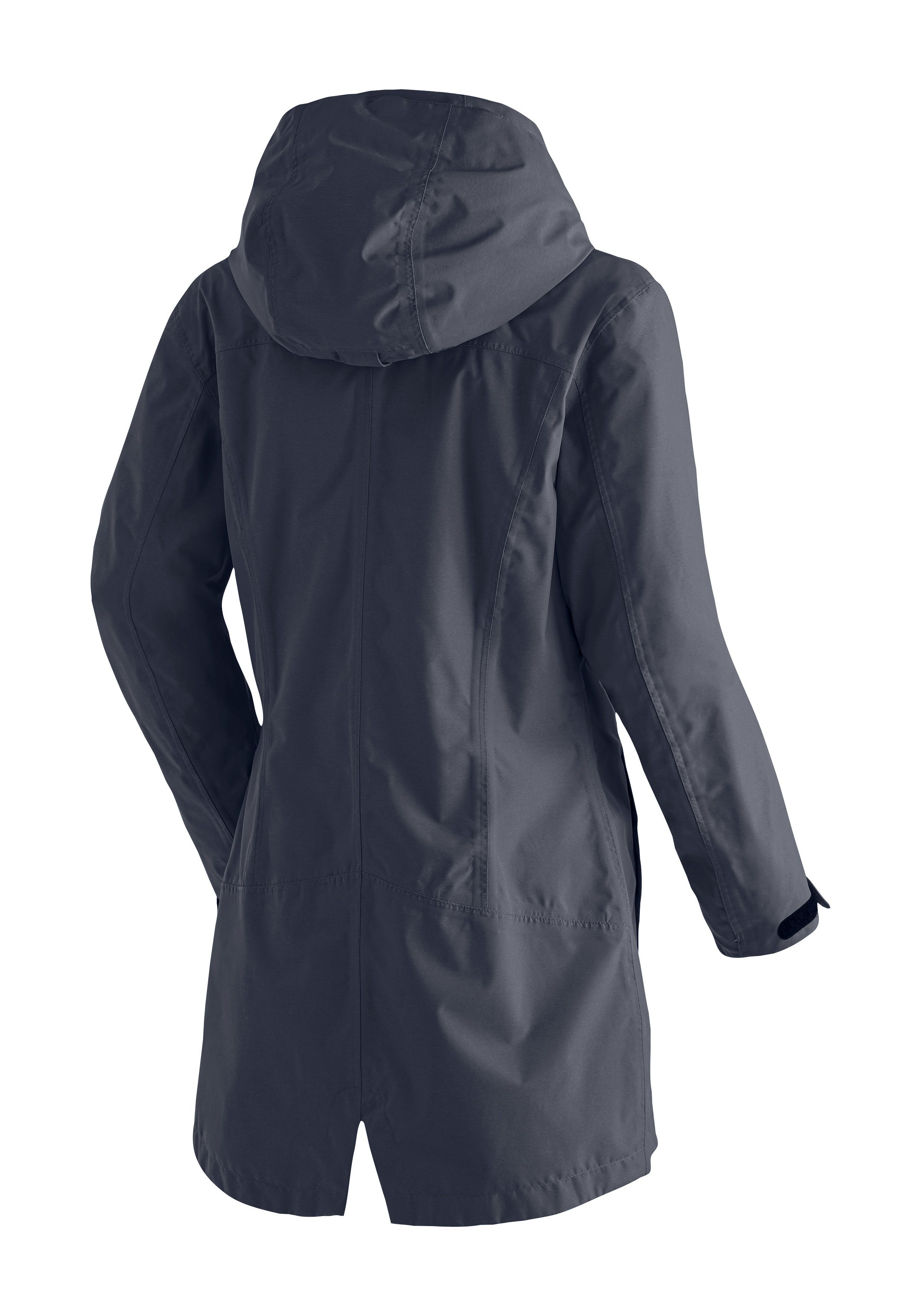 Maier Sports Funktionsjacke Perdura Coat W dunkelblau Mantel Wetterschutz vollem mit Modischer