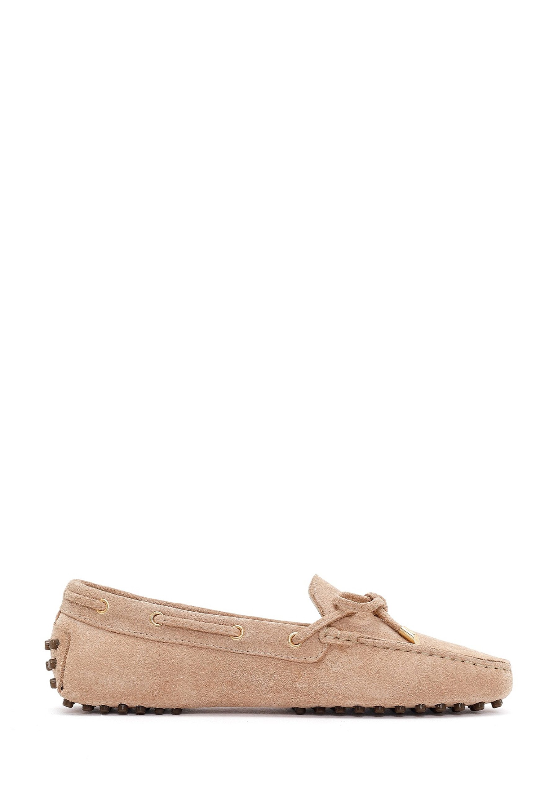 Derimod Loafer aus Veloursleder Loafer Echtes Leder, Lederfutter, TPU-Sohle, Slip-on-Design, Zierschleife