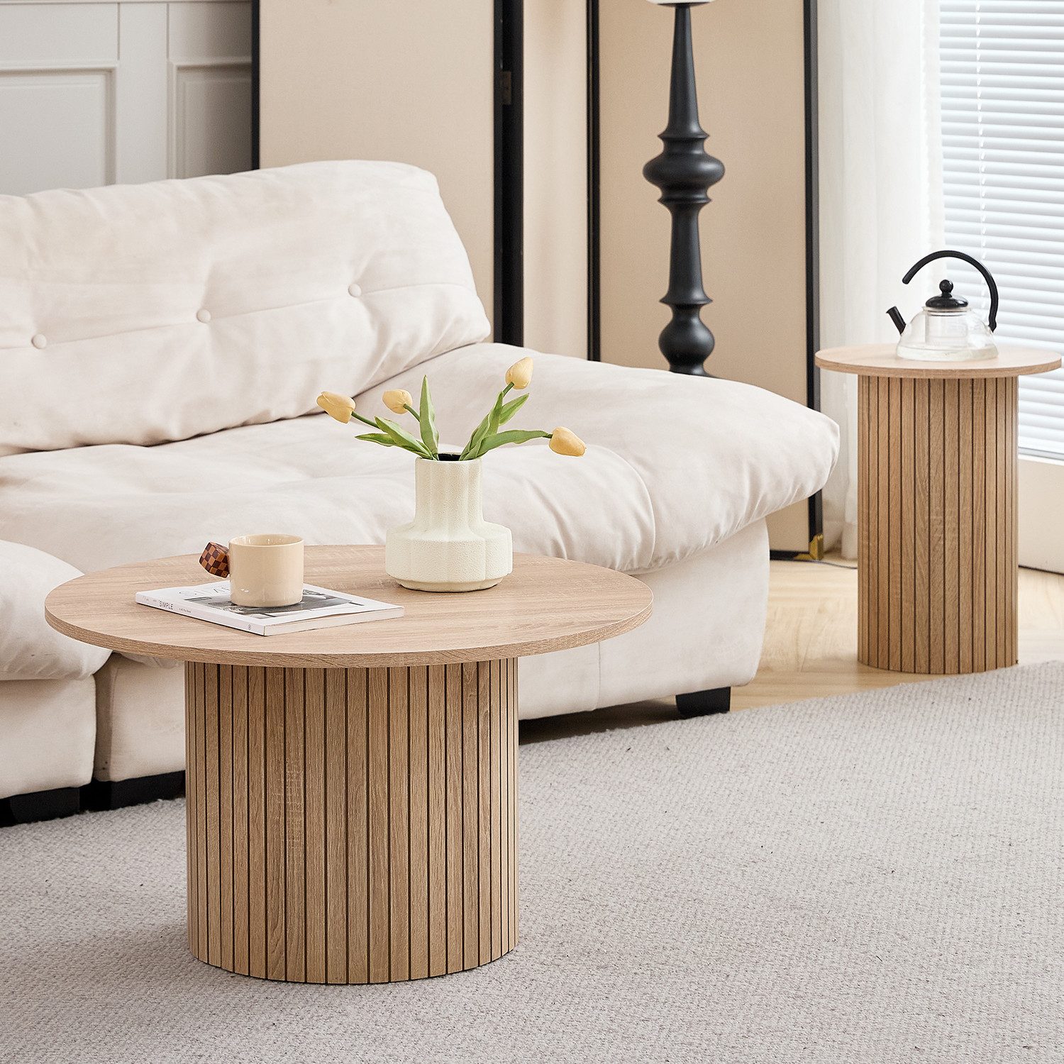 GrandCA HOME Couchtisch 2er Set Couchtisch, Runder Beistelltisch im Modernen Stil (2-St), aus MDF