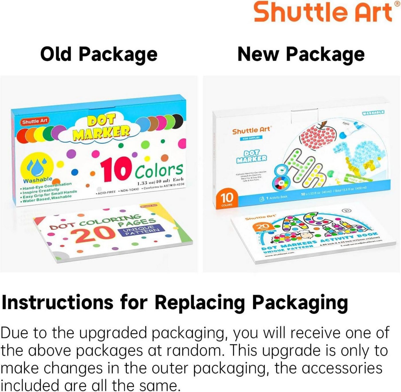 Thumbnail - Shuttle Art Filzstift 10 Farben Punktmarker Set für Kinder, waschbar, ungiftig, Malbuch und