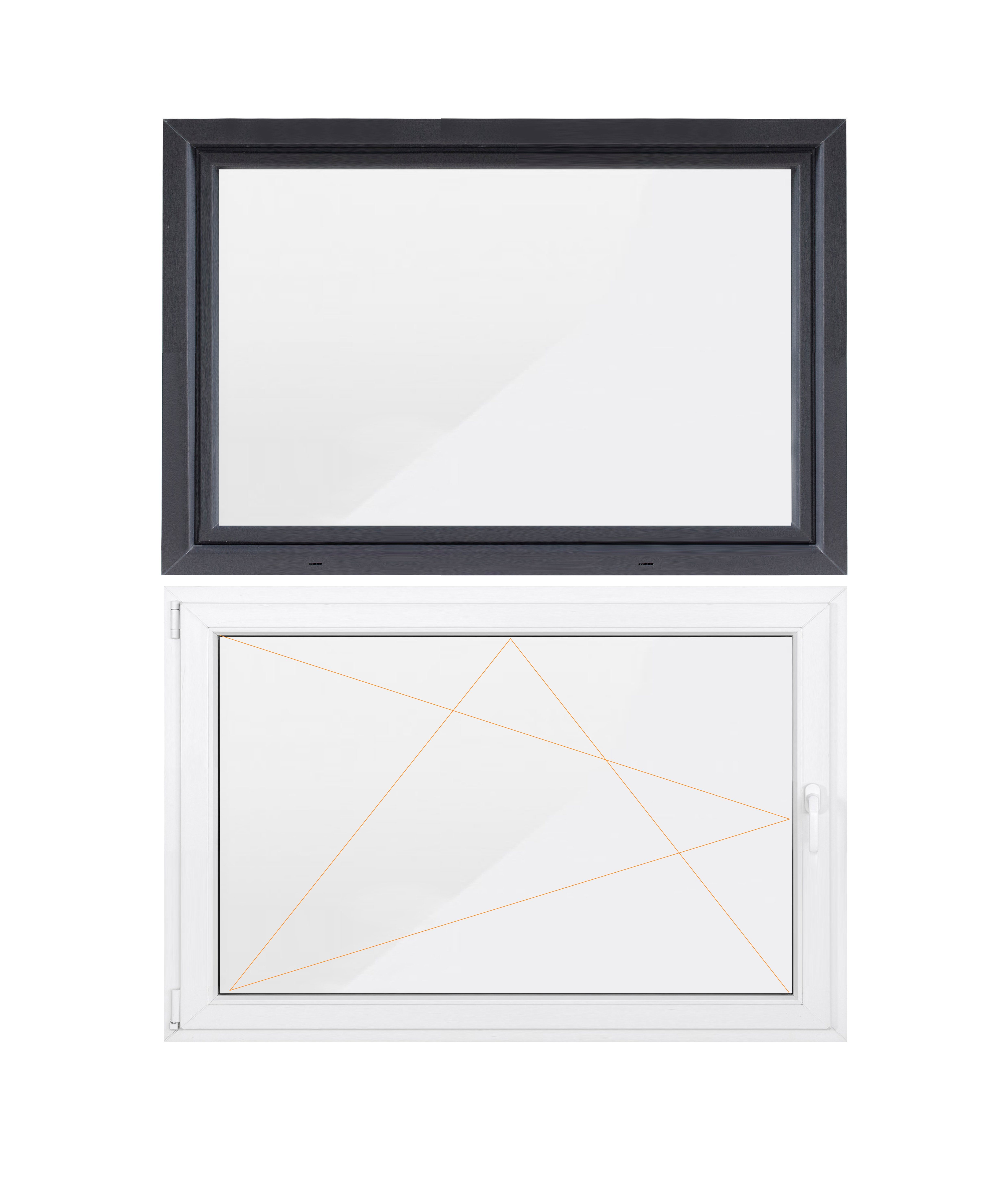 Kellerfenster Profil, SN 70 5-Kammer-Profil 800x400, weiß, Hochwertiges Sicherheitsbeschlag, RC2 GROUP mm (Set), Flügel, außen 1 anthrazit/innen DECO
