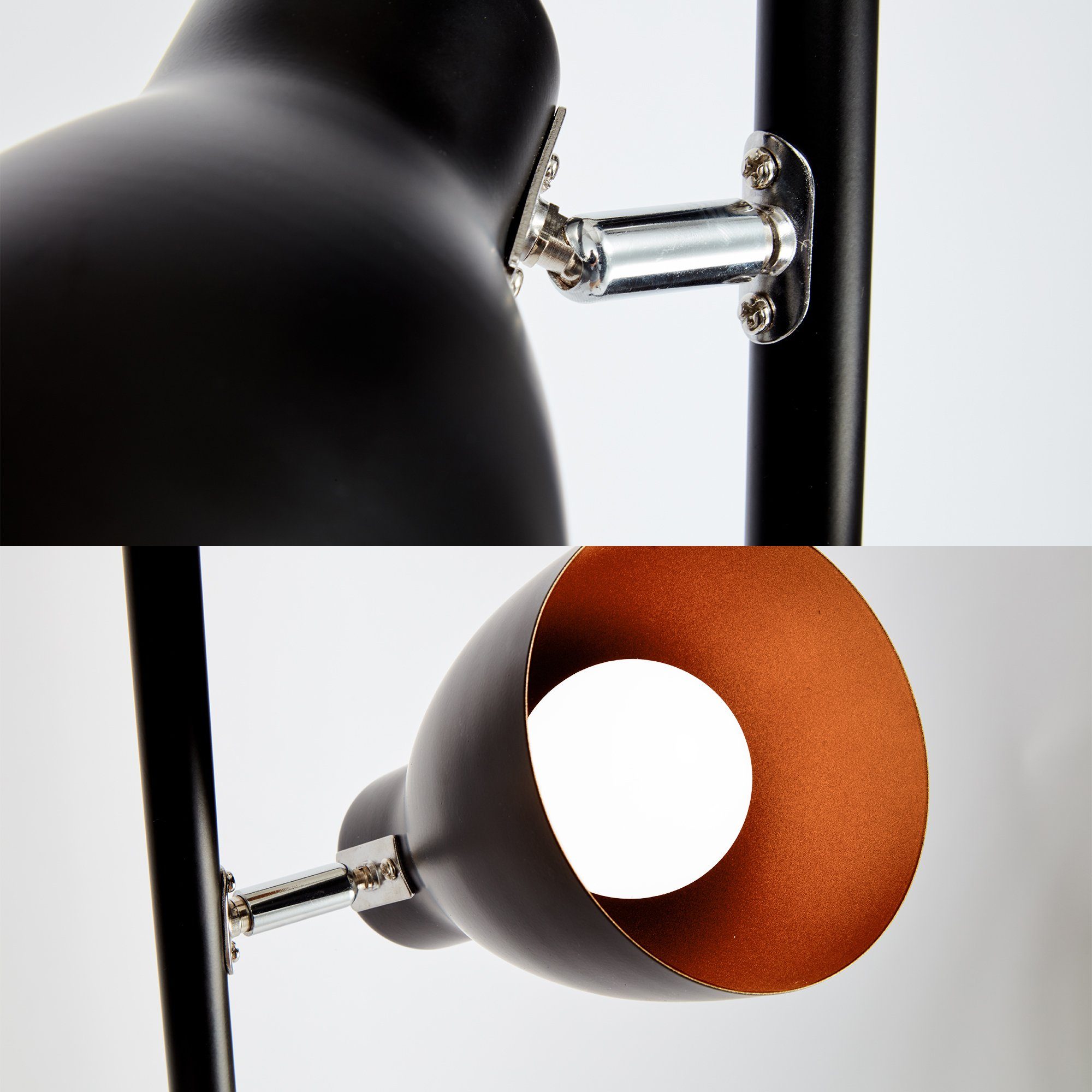 B.K.Licht Stehlampe, ohne Leuchtmittel, LED Retro Stehleuchte Vintage Standleuchte schwarz-gold Design Metall
