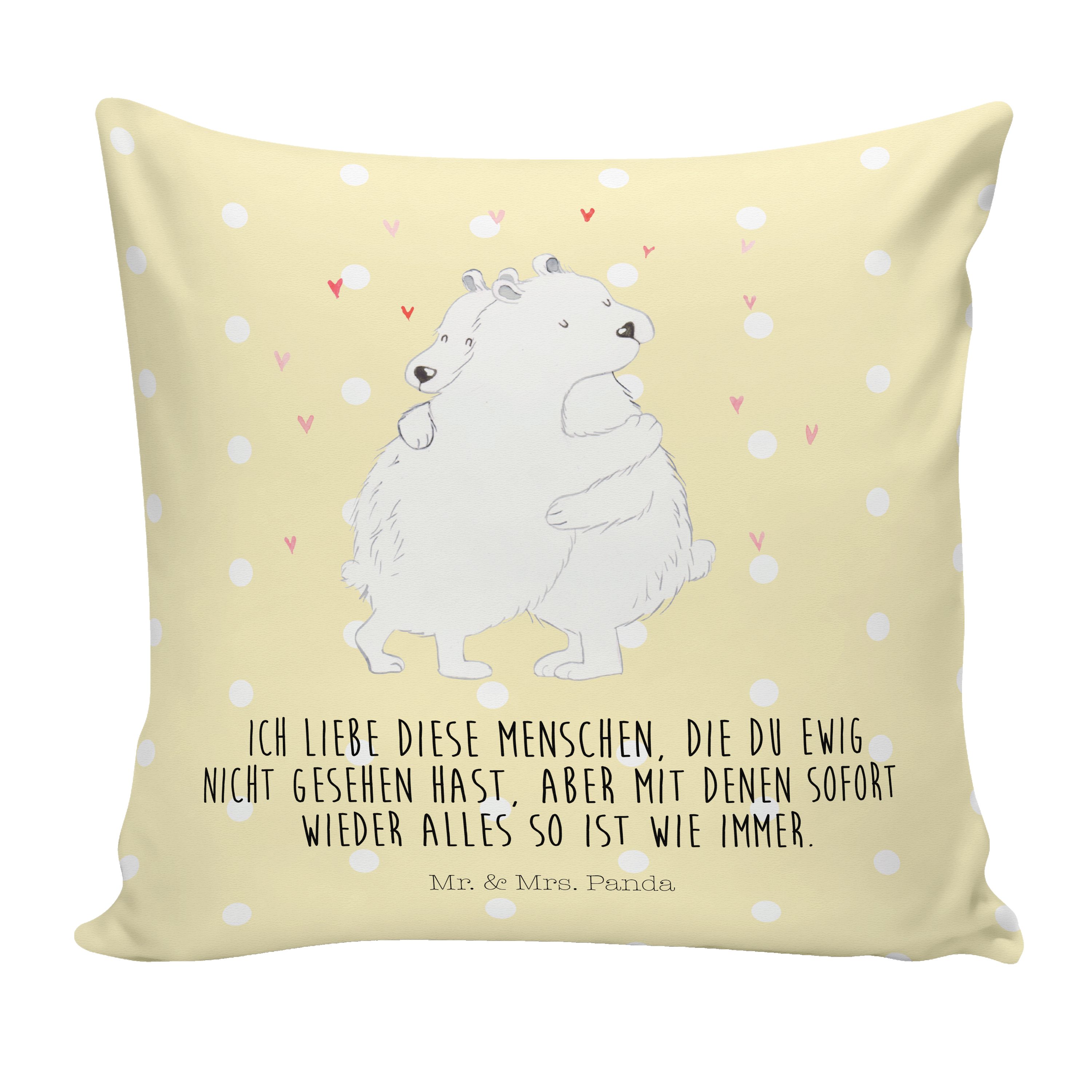 Mr. & Mrs. Panda Dekokissen Eisbär Umarmen - Gelb Pastell - Geschenk, Kissenhülle, süße Tiermotiv