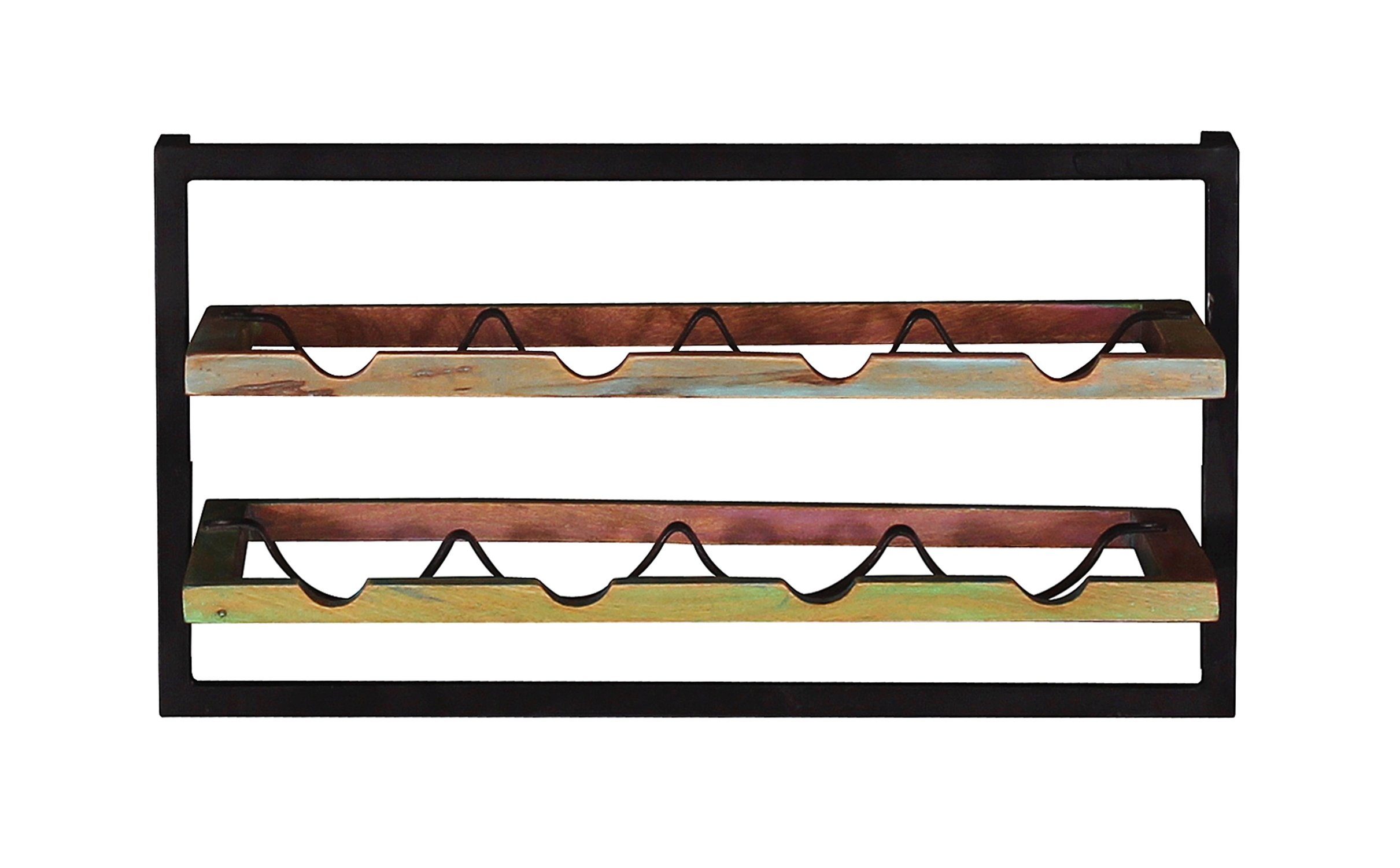 TPFLiving Wandregal Anchorage - toller Materialmix aus Holz und Metall, Wandregal im modernen Industrial Look - bunt, schwarz, Produktlinie: Alaska - Breite: 65 cm, Höhe: 35 cm, Tiefe: 25 cm