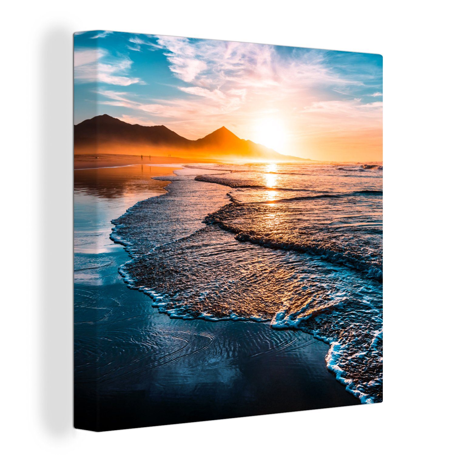 Leinwandbild Sonnenuntergang - Meer - Berg - Horizont - Landschaft - Blau